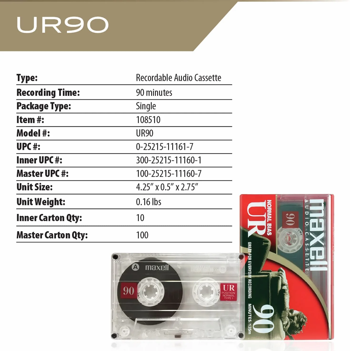 Maxell UR-90 5 casetes de audio 90 minutos sesgo normal fundas