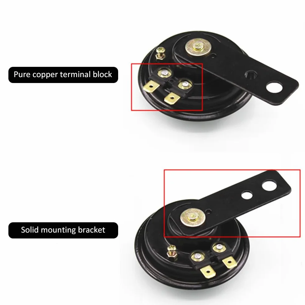 Claxon 12V Moto Bocinas,Claxon Moto 12V Potente Bocinas,Motocicleta Universal Horn Bocina,para Scooters,Triciclos,Negro