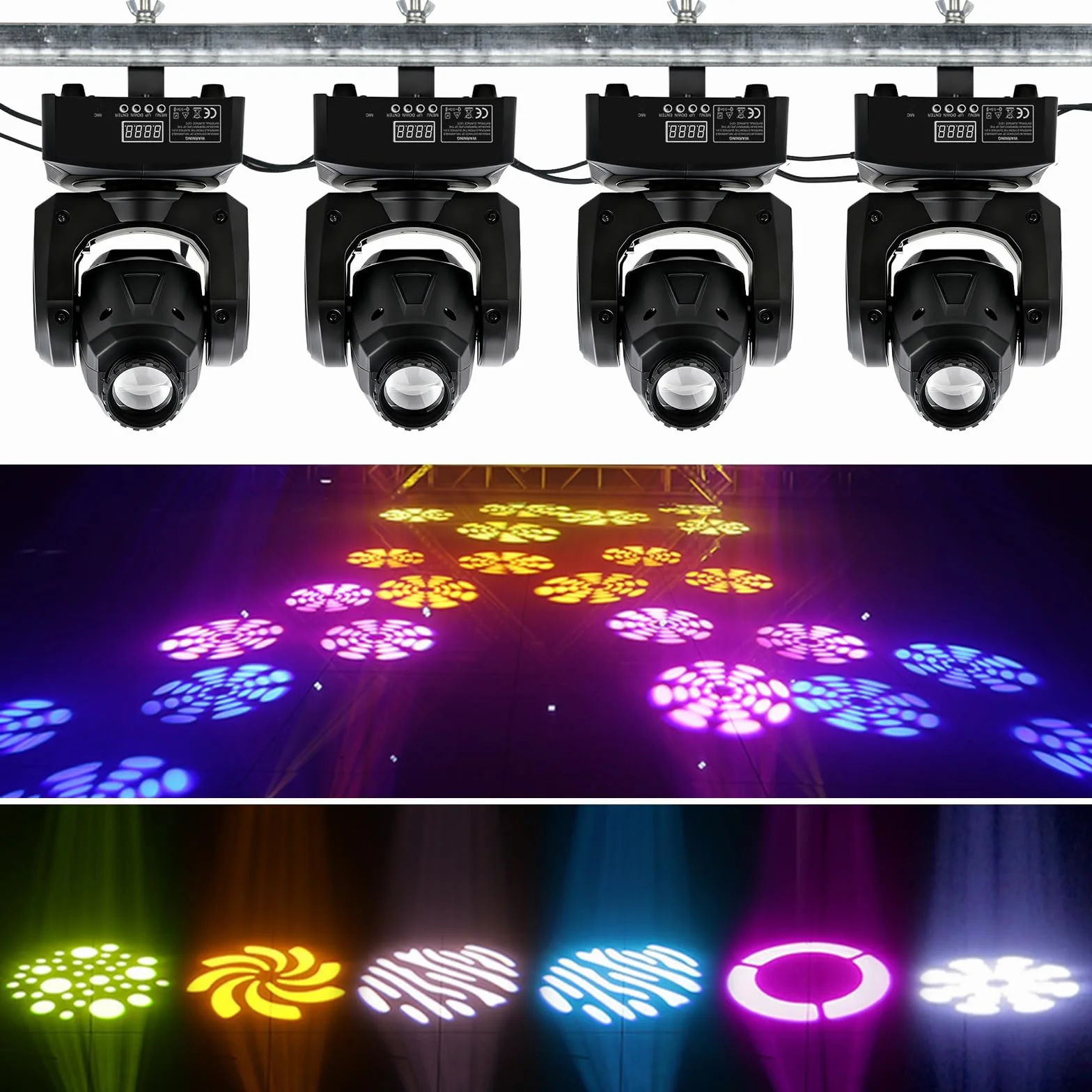 BETOPPER Cabeza Móvil LED RGB, Foco DJ con DMX y Modo Auto/Sonido - Luz Estroboscópica para Escenarios, Bares y Hogar (2P)
