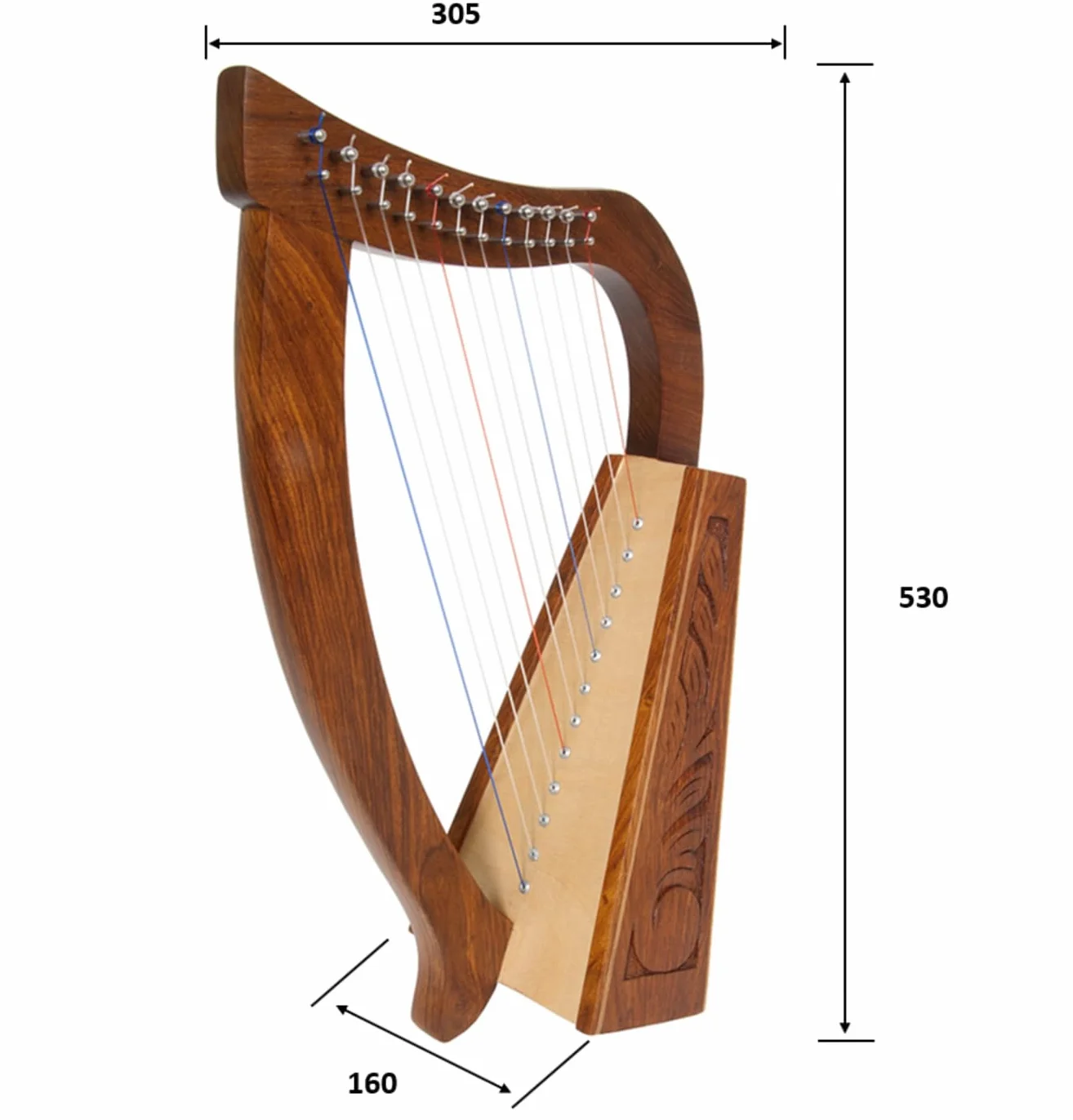 Uzman - Arpa celta de 12 cuerdas - Incluye llave de afinación, cuerdas de repuesto - Arpa de bebé ideal para principiantes - Arpa para principiantes - Arpa para niños - Hecho a mano