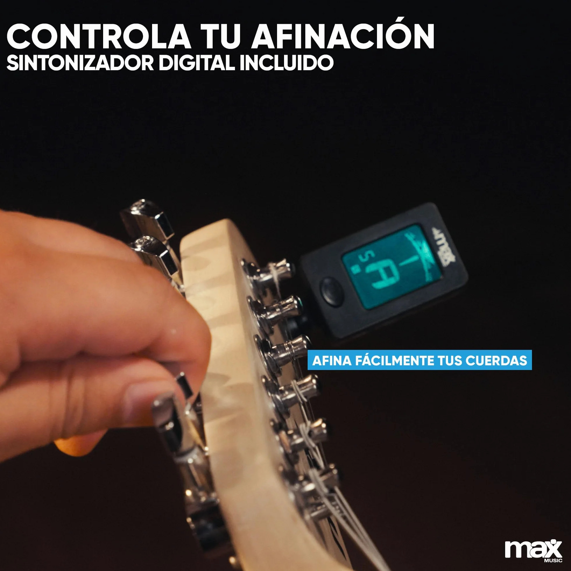 MAX GigKit Pack Guitarra Eléctrica Azul Oscuro Quilted con Amplificador 40W, Afinador, Funda, Correa y Juego de Cuerdas – Set de Iniciación Completo para Principiantes o Regalo Musical Perfecto