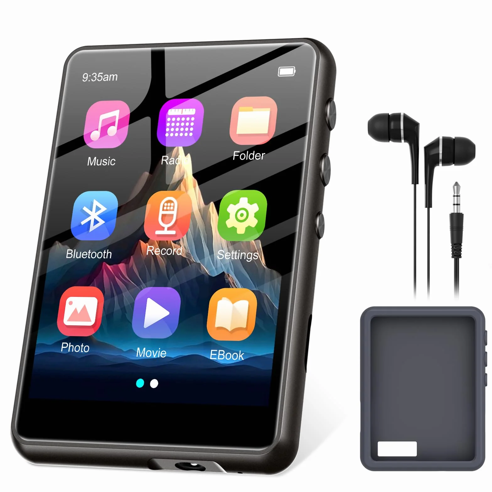 ZAQE Reproductor MP3 Bluetooth 5.3 128GB Pantalla Táctil 2,4" Radio FM Negro