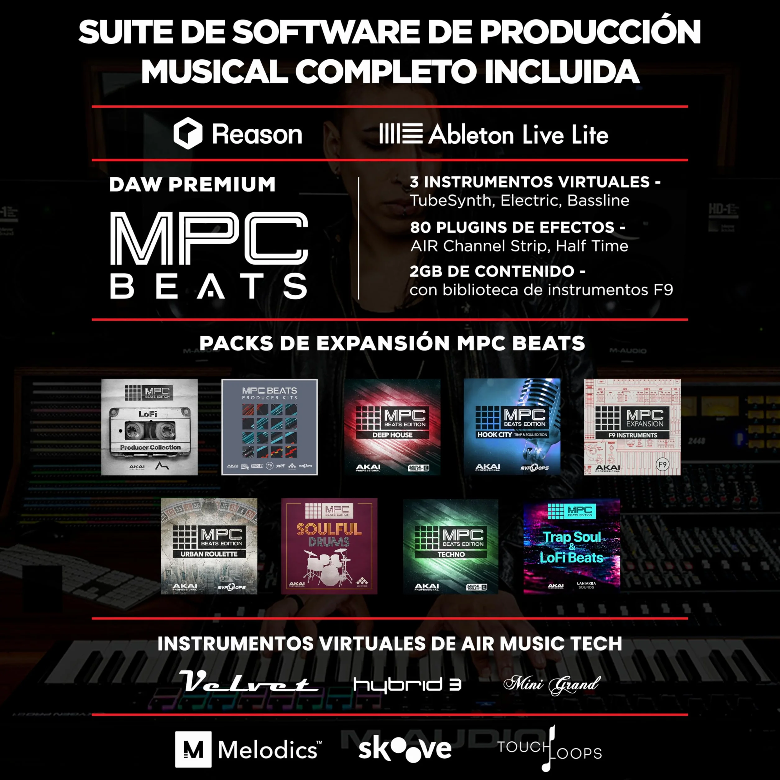 M-AUDIO Oxygen Pro 61 teclado controlador MIDI USB con 61 teclas, beat pads, perillas asignables de MIDI, botones y faders, más pack de sonidos de Native Instruments (integración de NKS)
