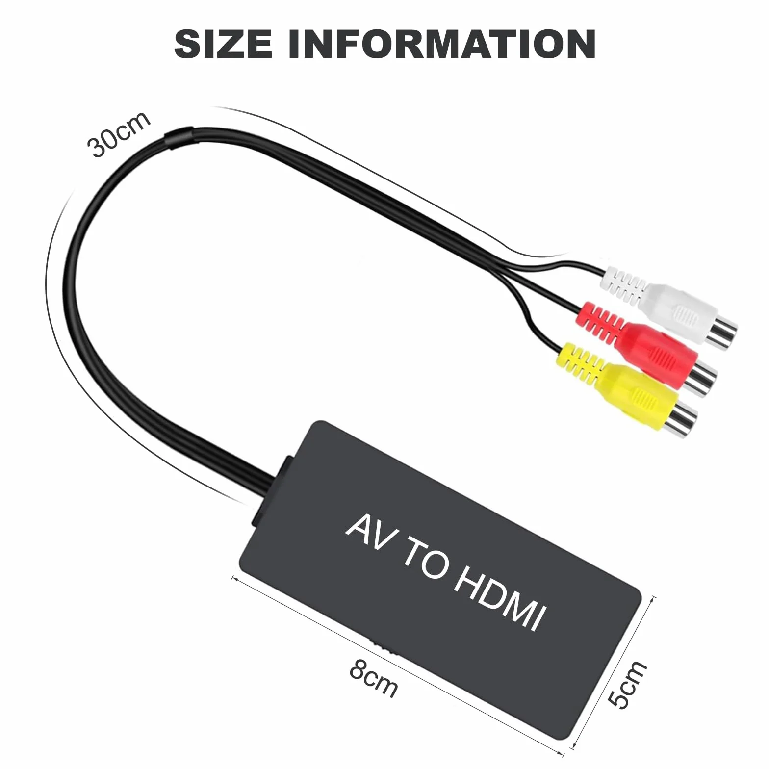 RCA a HDMI Adaptador HDMI, 720/1080p Convertidor Audio y Video Compatible con PAL/NTSC para PC Portátil PS2 PS3 Xbox N64 STB VHS VCR Cámara DVD