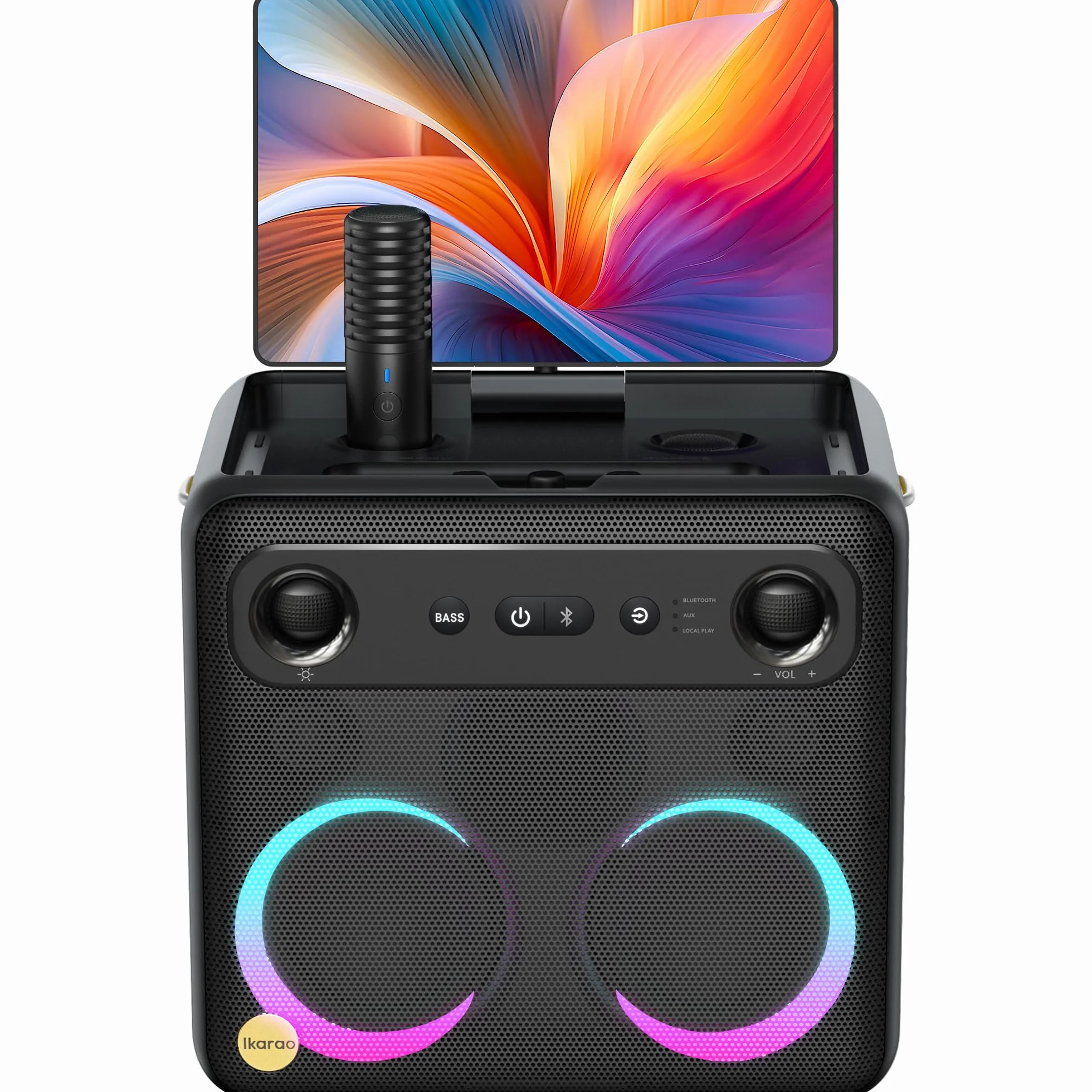 Karaoke Profesional para Adultos con 2 Micrófonos Inalámbricos, Sistema Karaoke para TV con Preamplificador de Micrófono, Bluetooth Portátil para Fiesta（Break X2）