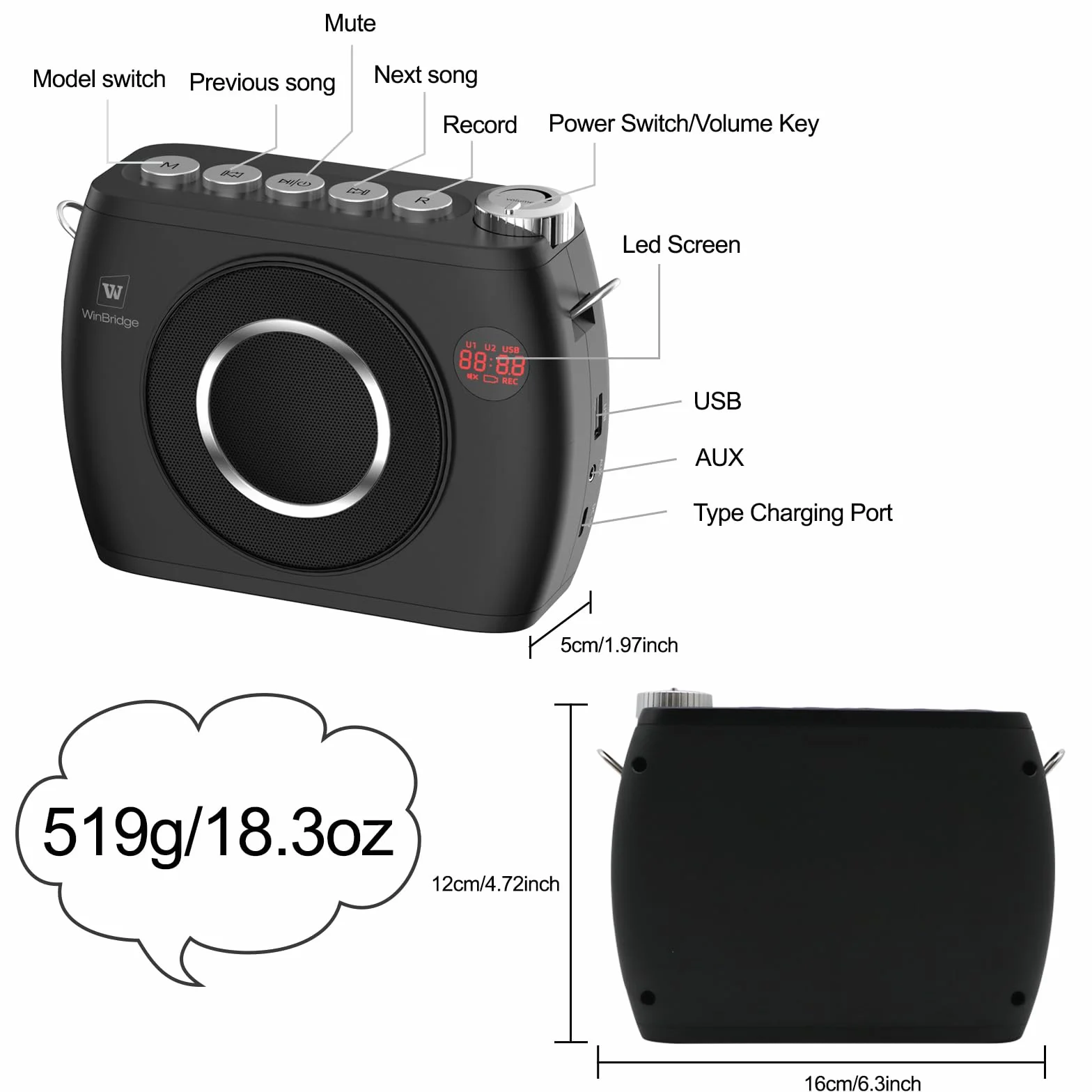 Amplificador de Voz Inalámbrico de 25W con Dos Micrófonos de Diadema Bluetooth, Alta Capacidad de 8000mAh, Sistema PA Portátil Altavoz y Micrófono Bluetooth, Megáfono con Micrófono para Profesores S96
