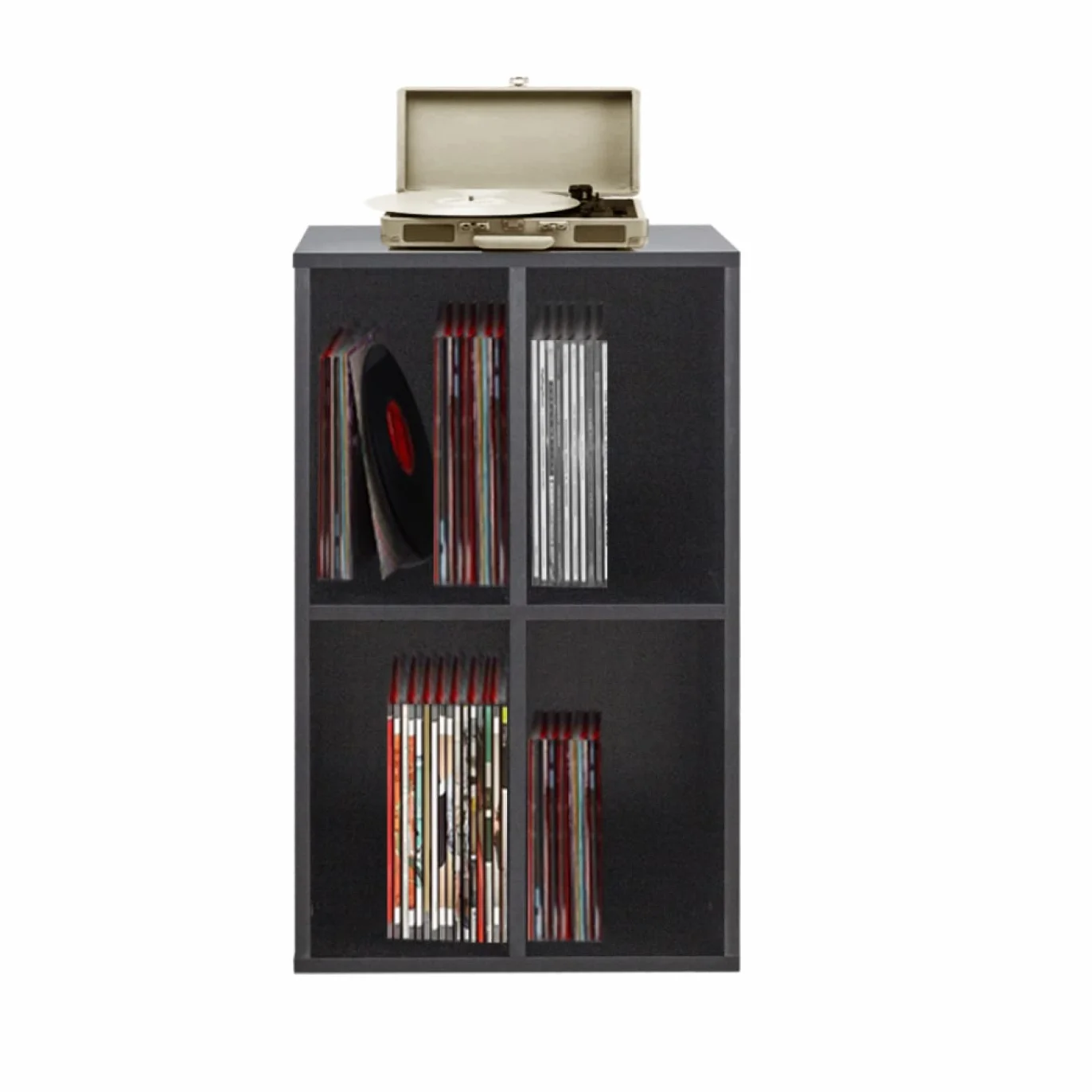 Gabinete de placas de vinilo lp - almacenar placas lp - mueble de tocadiscos - negro