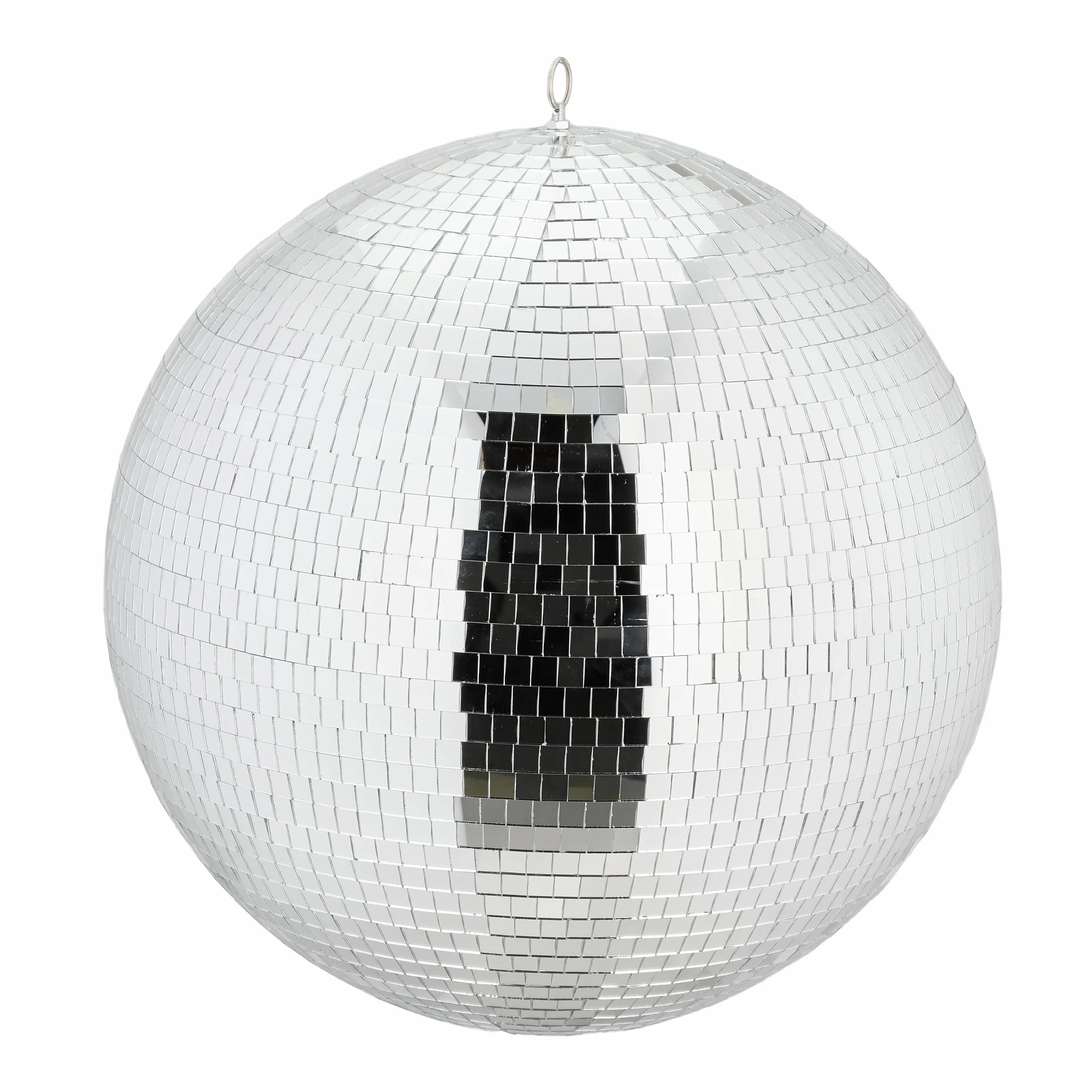 Relaxdays Bola de Discoteca Plateada Ø 50 cm con Luz Espejo Decorativa para Colgar con Ojal Metálico