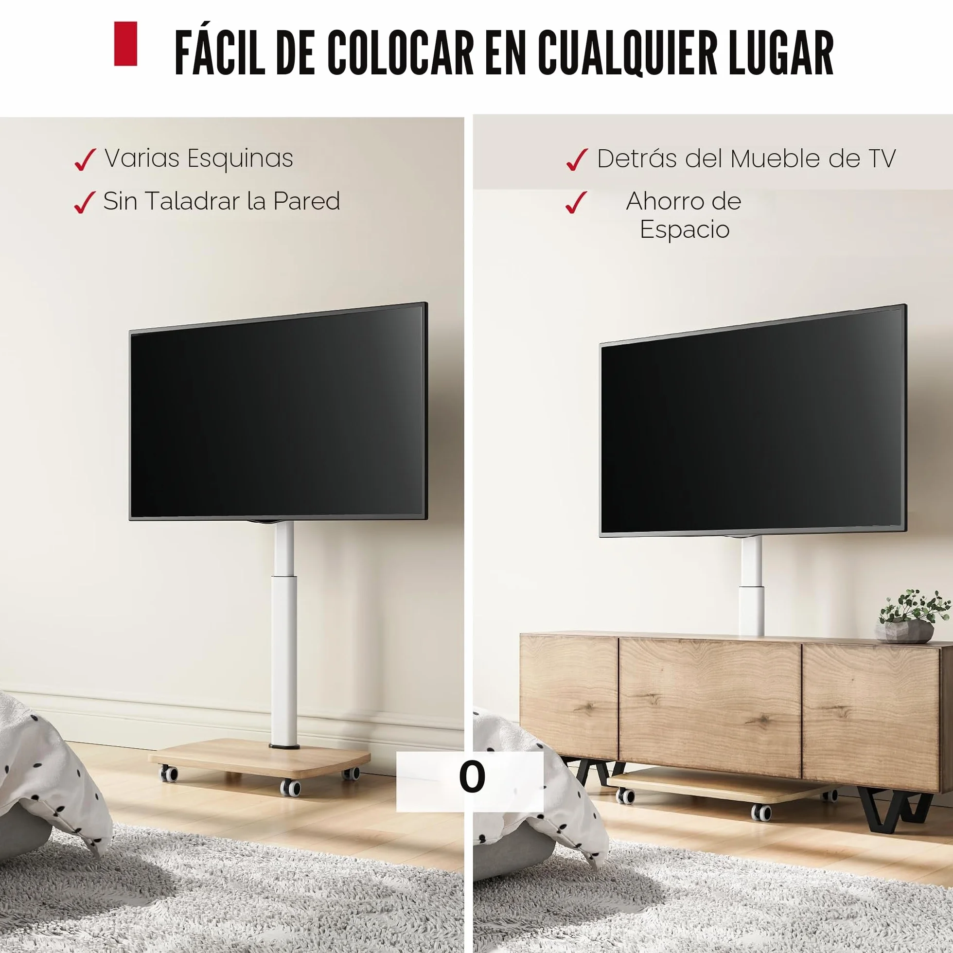 AOKCOS Soporte de TV con Rueda 32-65" Giratorio Altura Regulable VESA 400x400mm 40kg
