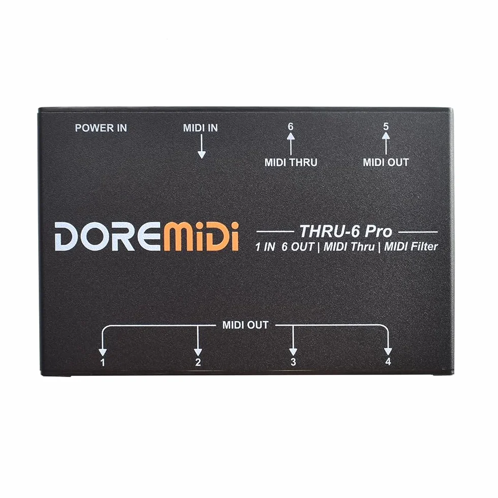 MIDI DOREMiDi THRU-6 Pro Box divisor y filtro para convertir 1 entrada en 6 salidas MIDI + salida USB