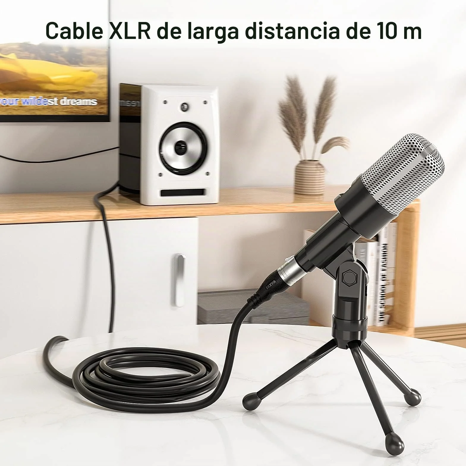 EBXYA Cable de micrófono XLR – 10 m, 2 paquetes – 3 pines balanceado XLR macho a hembra cable de conexión para micrófono mezclador de audio