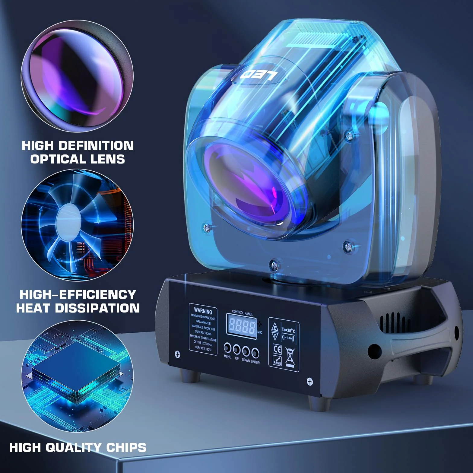 100W Cabeza Móvil RGBW LED Moving Head con 18 Prisma Escenario luz Foco Luces de Discoteca para Fiesta Disco DJ Club Show Bar Boda