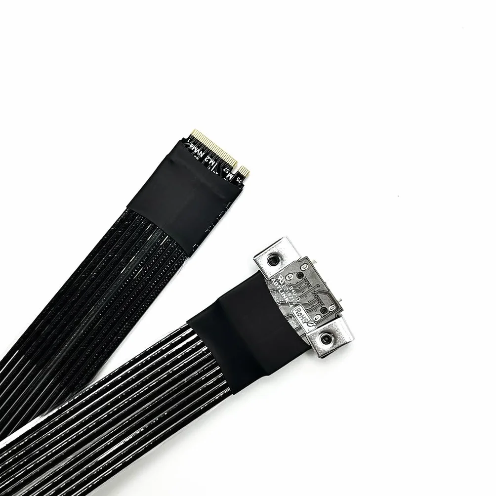 JMT ADT-K49SA-BK PCIe4.0 x4 M.2 NVMe a OcuLink SFF-8611/8612 Adaptador de tarjeta gráfica de 64 Gbps Cable de extensión externa (K49SA-BK, 15 cm)