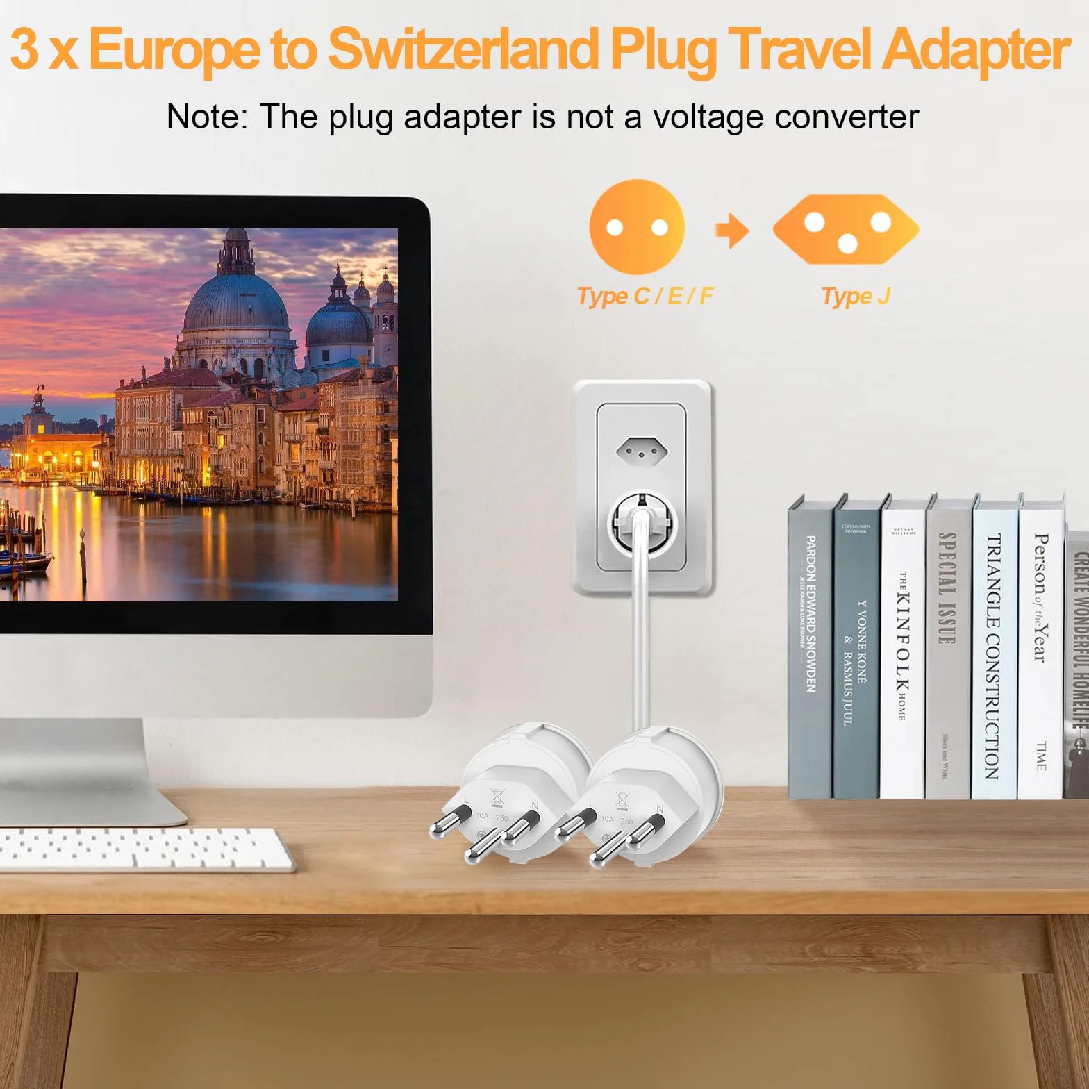 Adaptador Enchufe Suiza, 3 Piezas Adaptador Enchufe Suiza España, Adapter de UE a Switzerland, Adapter Schuko Europa a Tipo J para Suiza, Maldivas, Ruanda, Liechtenstein