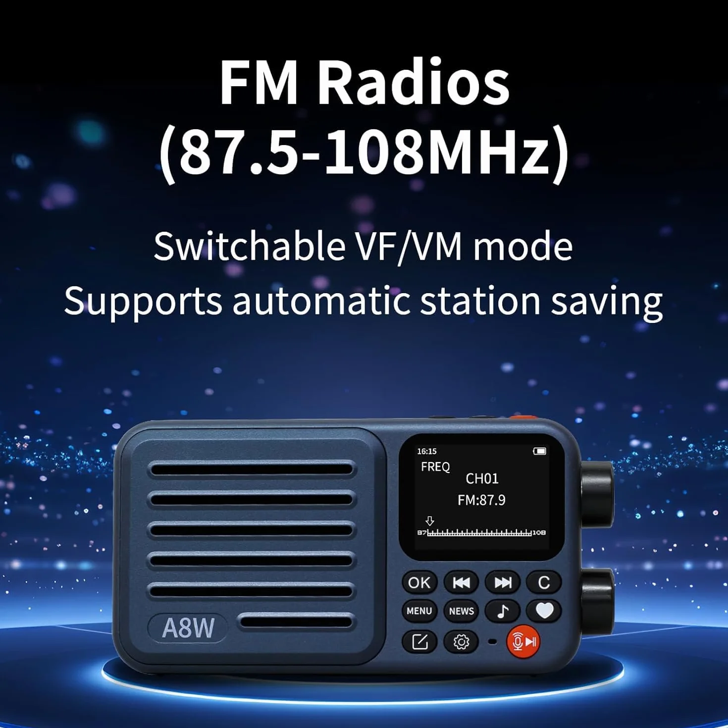 Choyong Receptor de radio portátil de Internet inteligente A8W, altavoz de radio WiFi 4G con FM, tarjeta micro SD, todas las radios del mundo, para el hogar con WiFi, radio digital, Choyoung