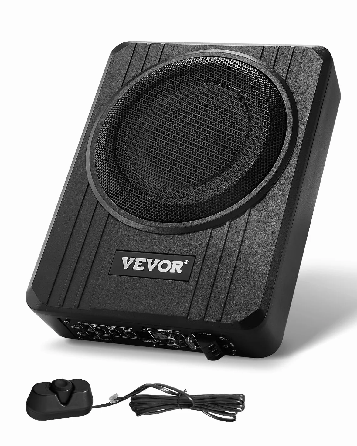 VEVOR Subwoofer para Debajo del Asiento para Automóvil 203 mm 400 W Altavoz Compacto para Coche Amplificador Incorporado Entrada Bajo Controlador de Volumen Control Remoto con Cable