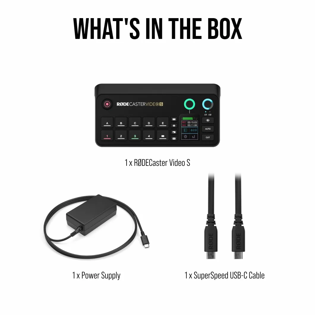 RØDE RØDECaster Video S – Conmutador de vídeo para podcasts y Interfaz de Audio – Multicámara, 4 entradas de Video (HDMI y USB), 1080p60, Escenas de múltiples Fuentes
