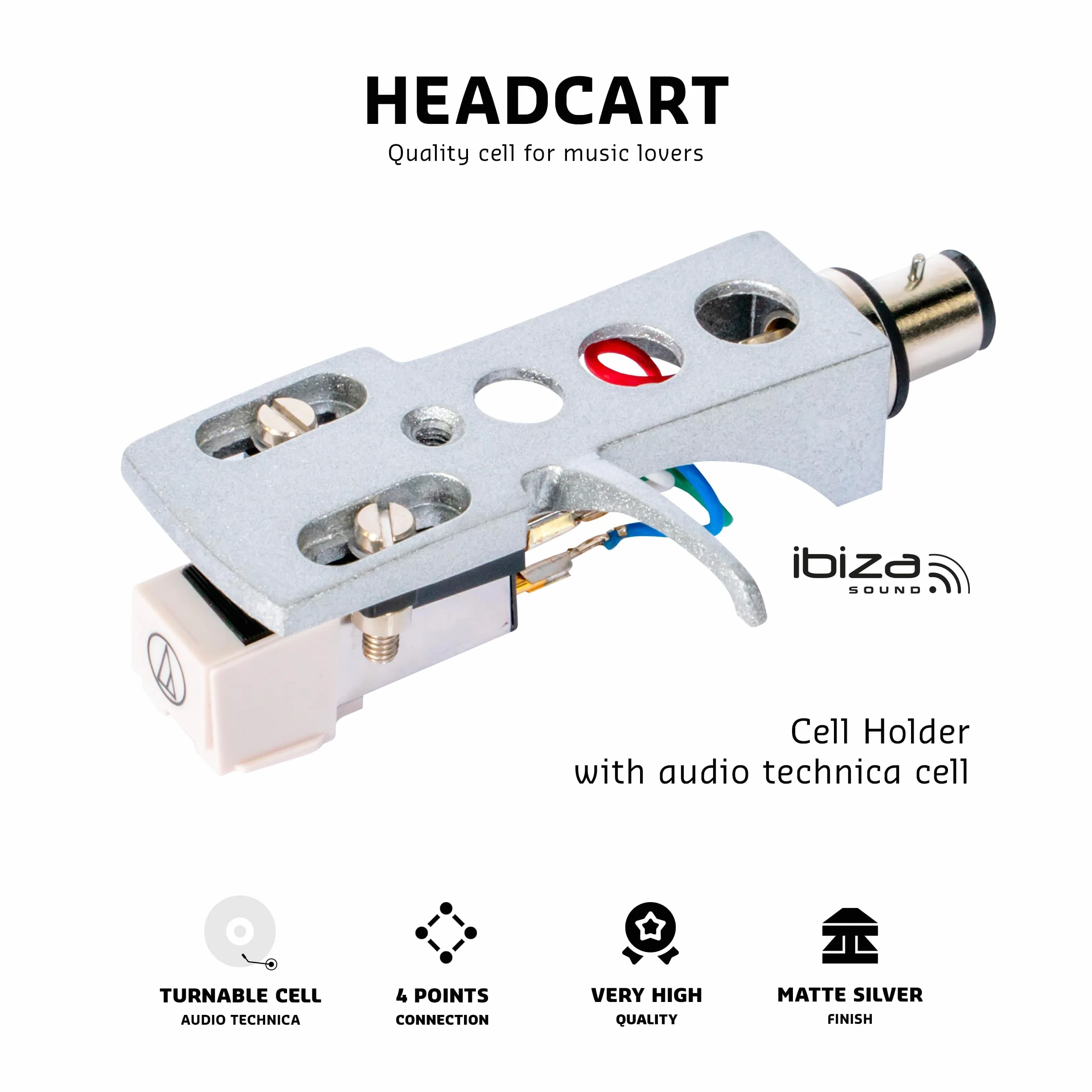 Ibiza - HEADCART - Soporte para Pilas con Pila de Audio Technica ® - Plata