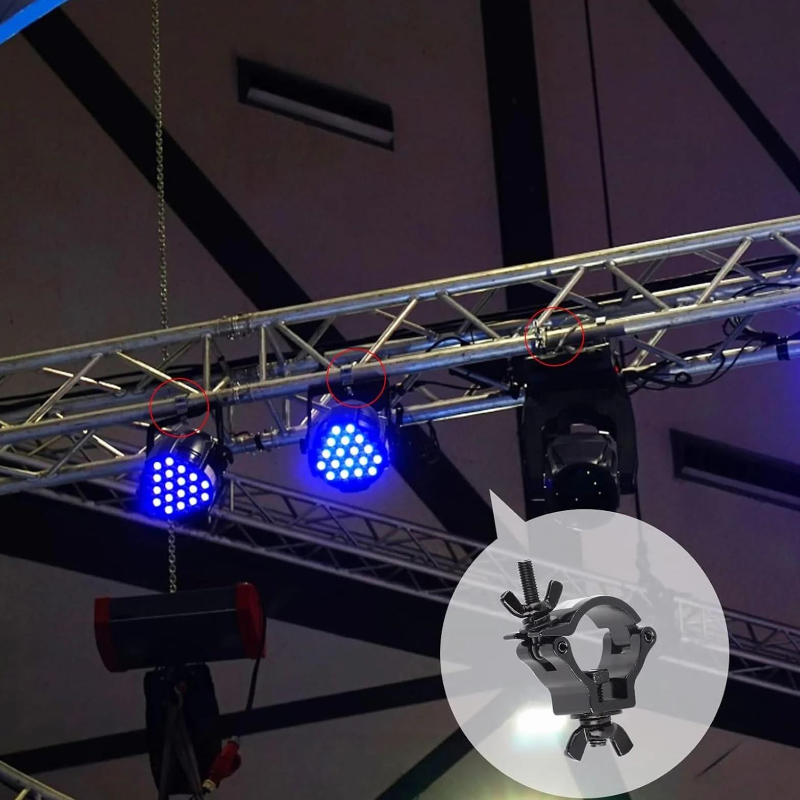 Pinza de Gancho Truss Clamp,YouXiaor 12Piezas Pinzas de Tracción de Luz Truss Aleación de Aluminio Truss O Clamps Aluminio Resistente Heavy Duty Truss DJ O-Clamp para 48-51MM Tubo Carga Máx 100KG