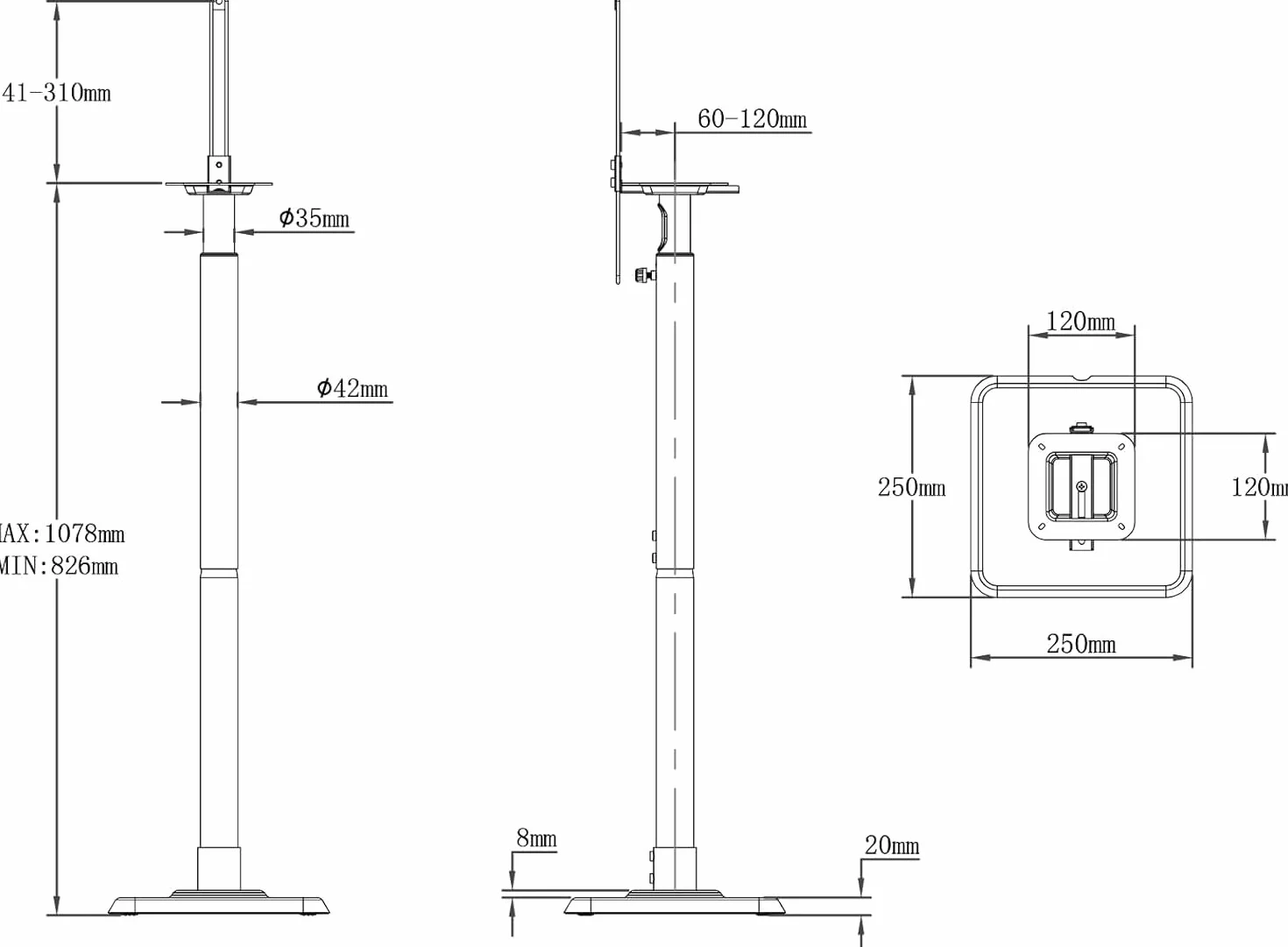 Mounting Dream Soporte de Altavoz Regulable para Satélites 5 kg, Juego de 2
