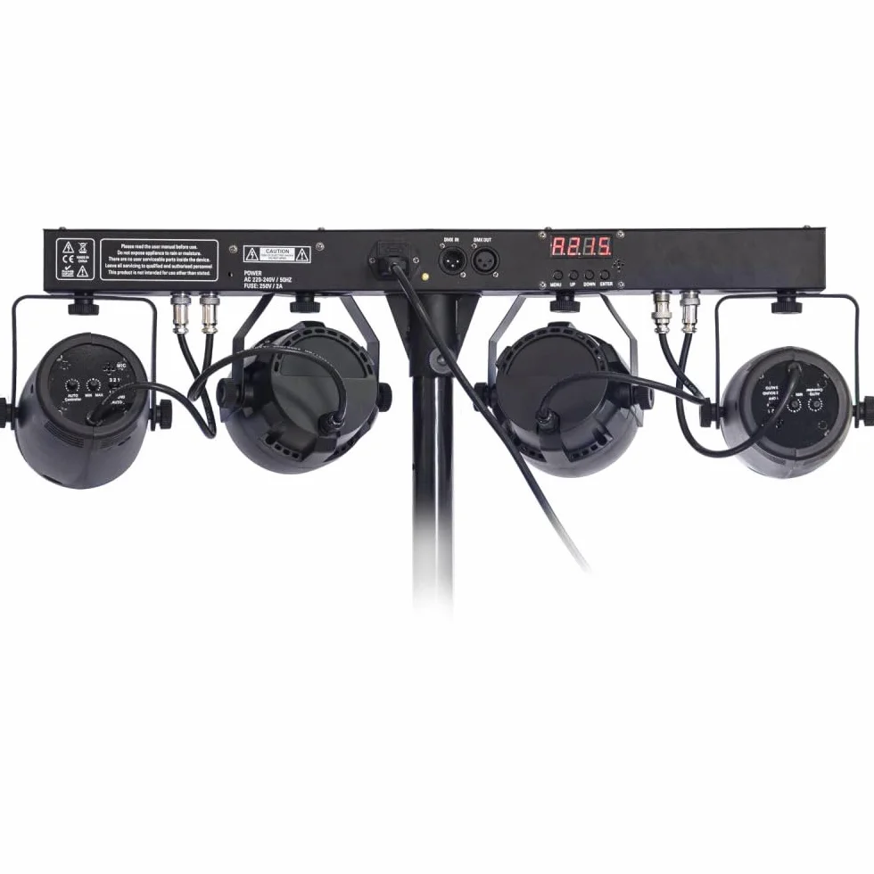 Ibiza - DJLIGHT60 - Soporte de luces con 2 proyectores PAR RGBB & 2 MOON FOWER RGBBBA - Pack LED 4 en 1