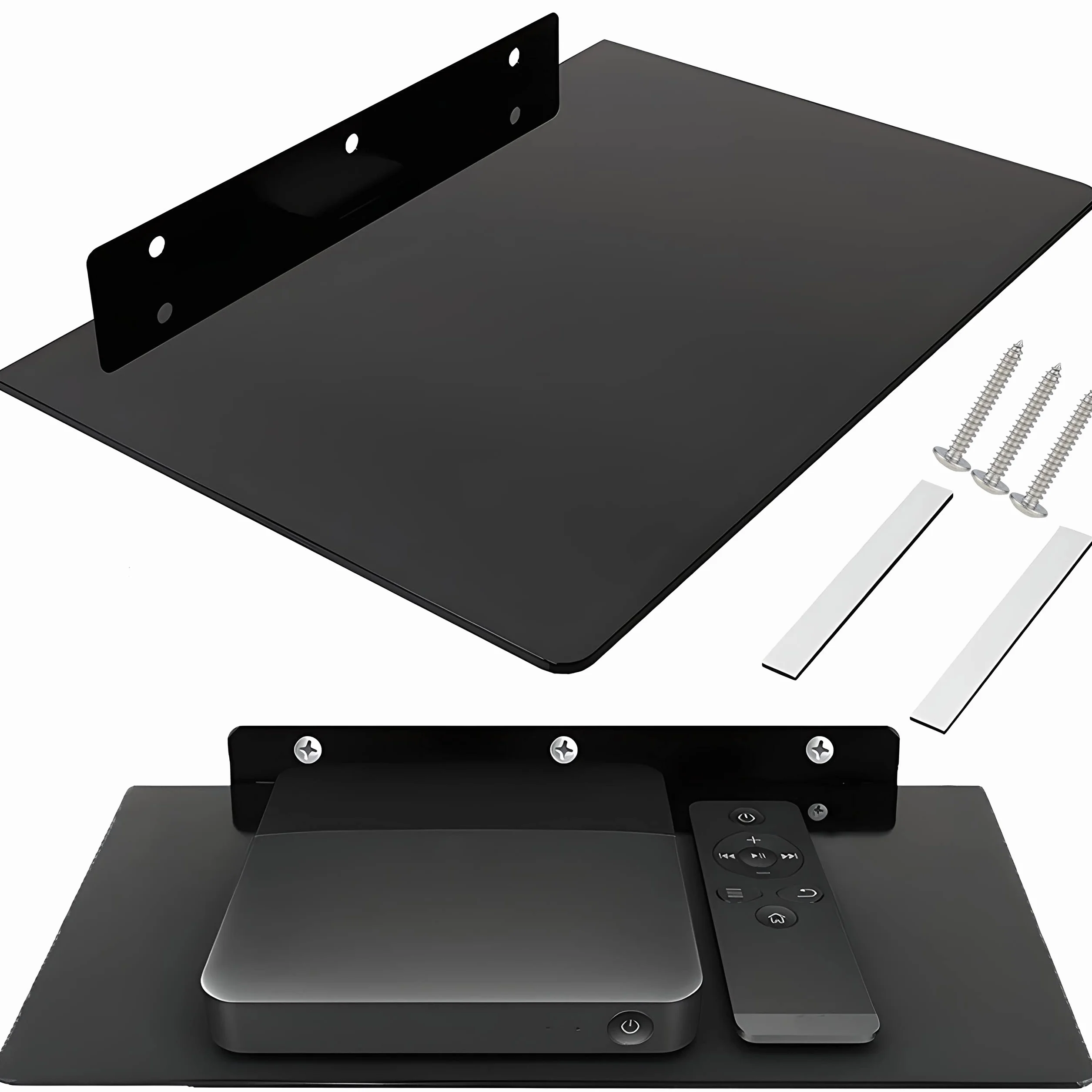 Retoo Estantería Pared Estante Colgante de cristal hasta 10kg para multimedia de TV reproductor de DVD, cajas de cables, consolas de juegos, reproductores de Blu-Ray, receptores Hi-Fi