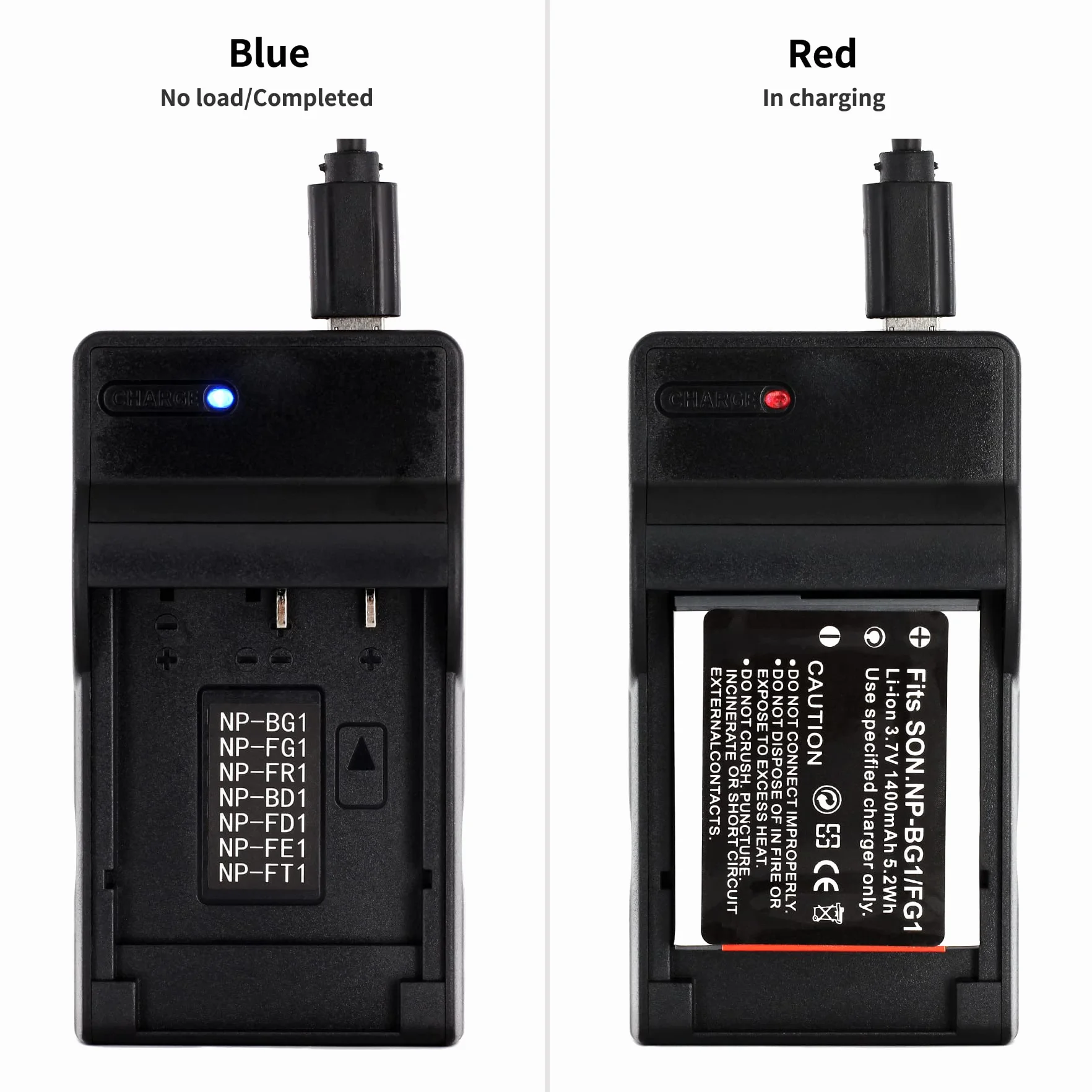 Norifon NP-BG1 USB Cargador para Sony Cyber-Shot DSC-H50 DSC-H55 DSC-H70 DSC-H90 DSC-HX30V DSC-HX5V DSC-HX7V DSC-HX9V DSC-W150 DSC-W290 DSC-W230 DSC-W220 DSC-W200 DSC-W300 DSC-W50 Cámara y Más