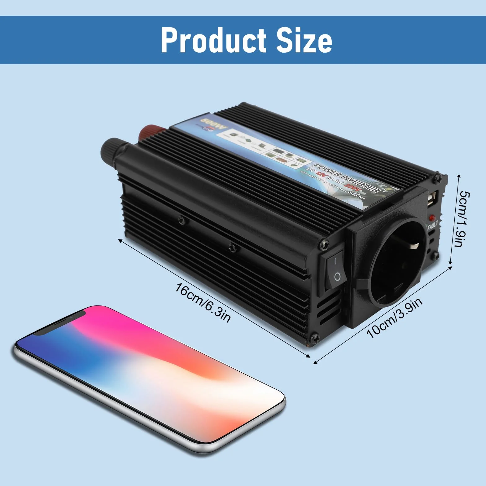 Inversor 12 V a CA 220 V de Corriente de 350W CC Adaptador de Enchufe para Automóvil Convertidor de Enchufe para Cargue Sus Dispositivos Electrónicos en Autocaravanas, Furgoneta & Coche