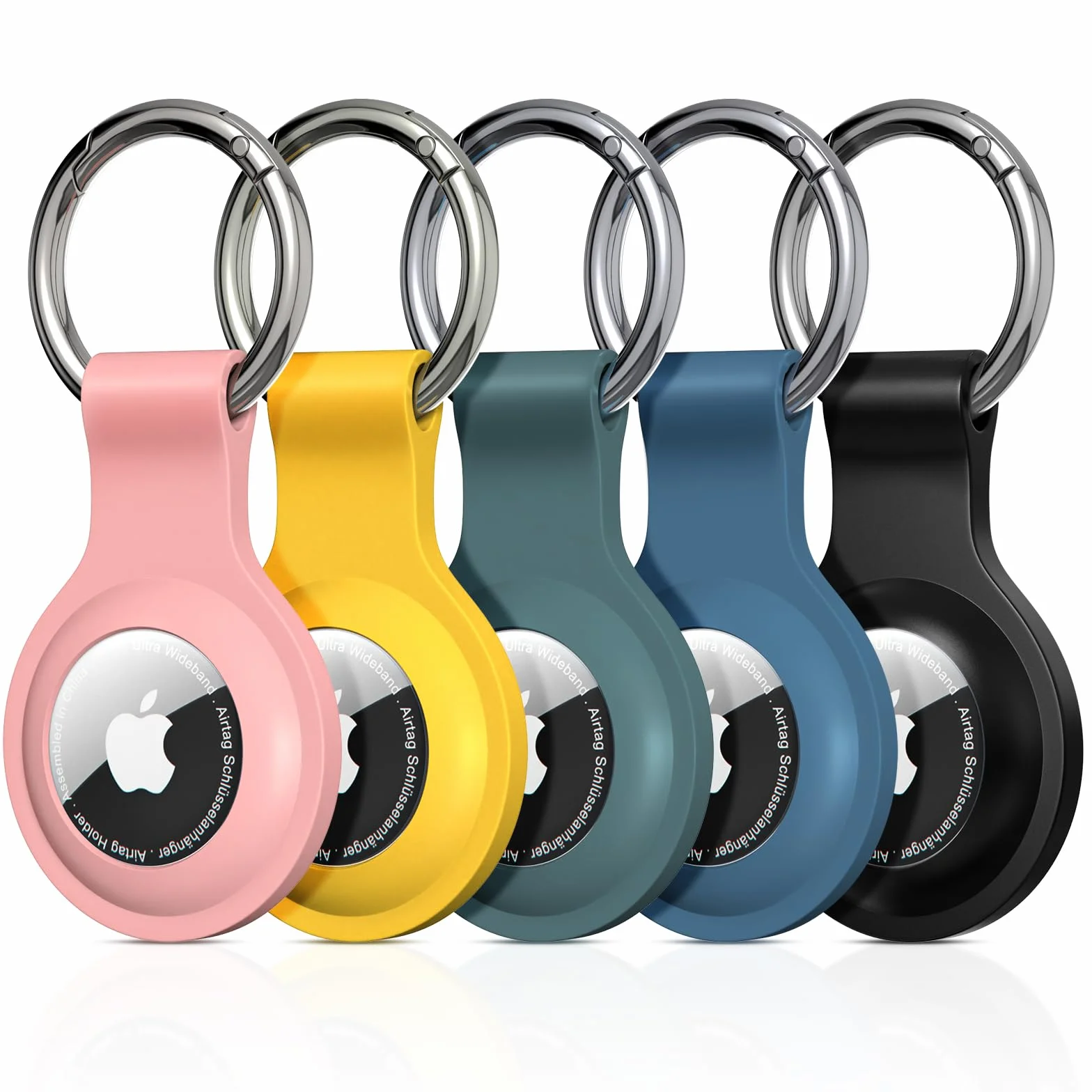 [5 Piezas] Llavero Airtag, Silicona Funda Airtag, Anti-Perdida Anti-Rasguños Ligero Protectora Funda con Llavero para Localizador Apple Airtags