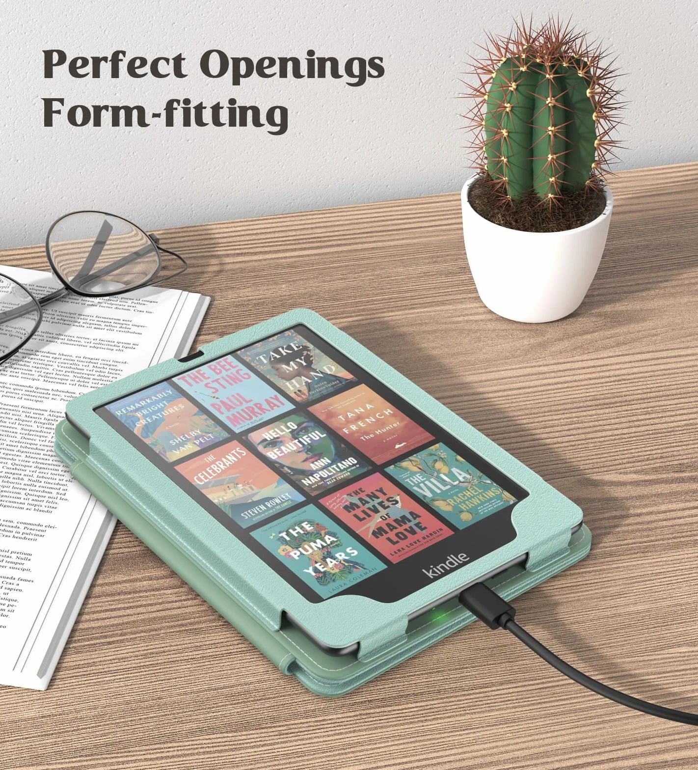 MoKo Funda para 7"/6.8" Kindle Paperwhite(12th/11th Generation-2024/2021), PU Estuche Niño con Correa de Mano para Kindle Paperwhite Edición de Firma, Auto Sueño/Estela, Agave Verde