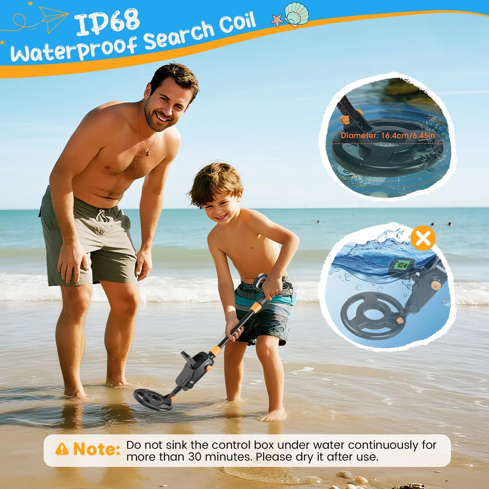 Detector Metales Niños, Ligero Detector de Metales para Niños con Pantalla LCD y Bobina de Búsqueda Impermeable, Metal Detector for Kids de Alta Sensibilidad con Pala, Rastrillo y Bolsa