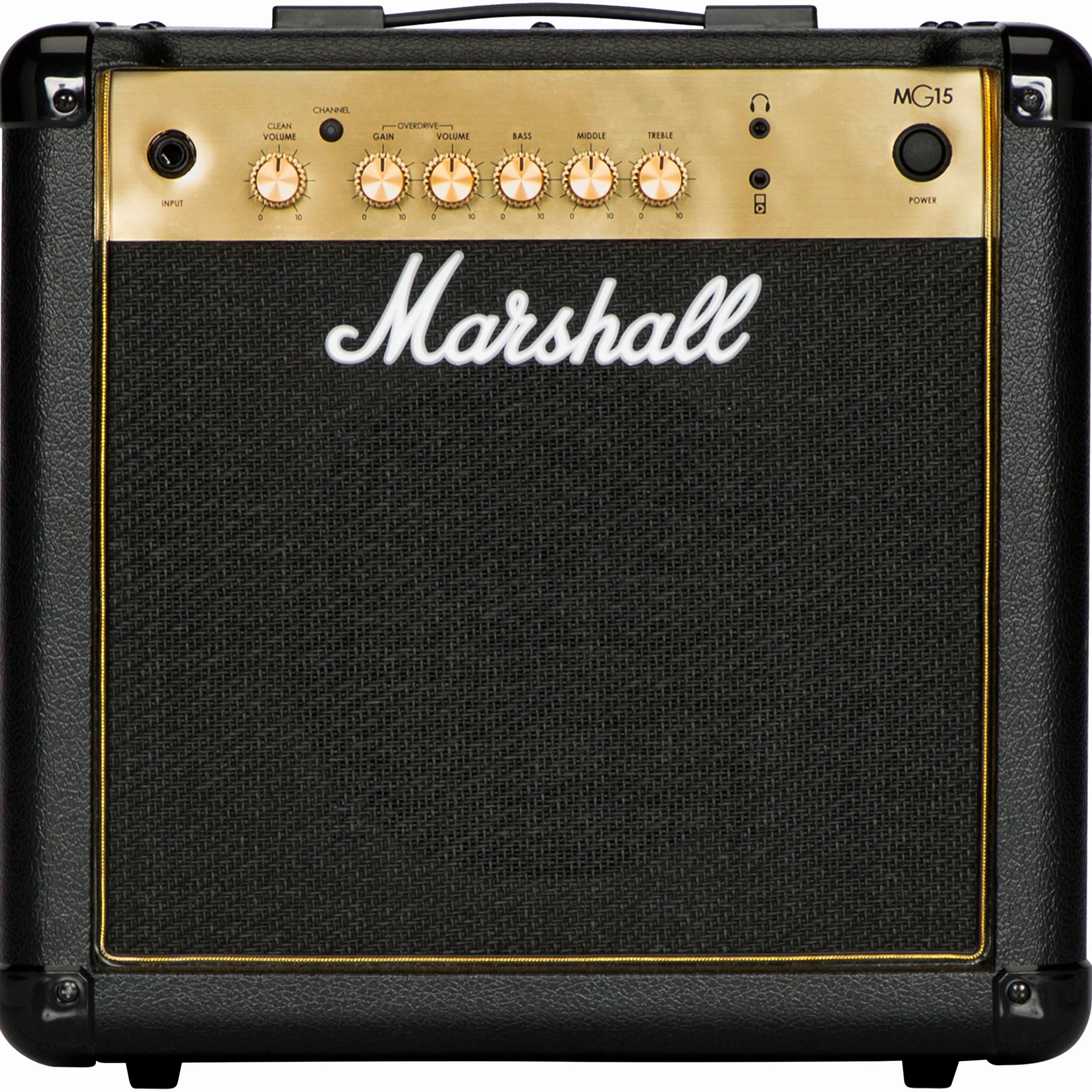 Marshall MG15G Amplificador de práctica adecuado para guitarra eléctrica, negro y dorado, Standard, 15W