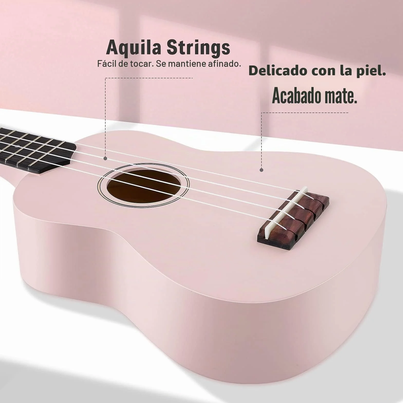 Donner Ukelele Soprano para Principiantes y Adultos, Ukulele Kit 21 Pulgadas Niños con Bolso, Correa, Afinador, Paño de Pulido con Online Inglés Lección (Rosa)