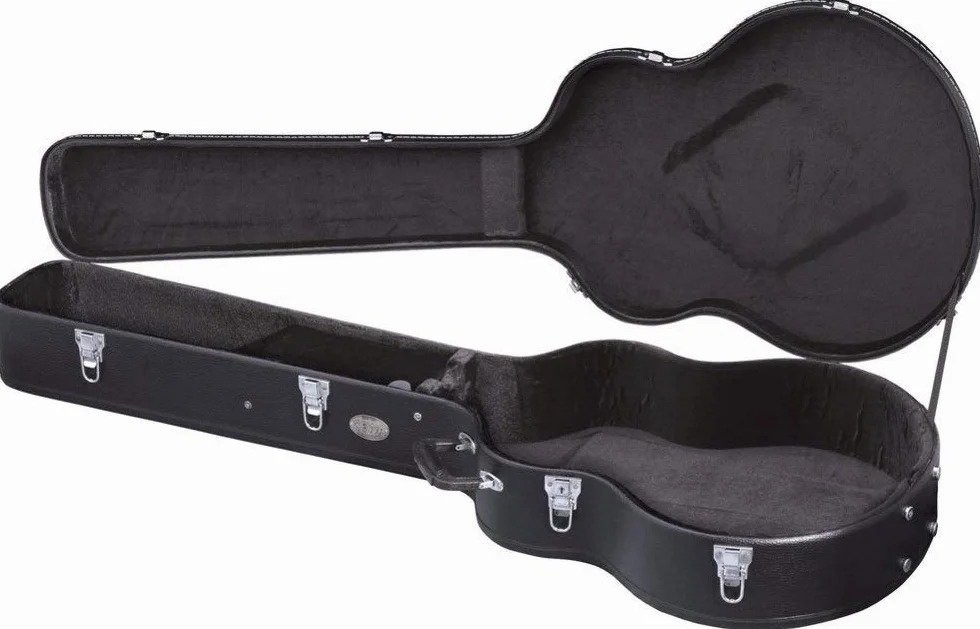 Estuche de guitarra GEWA bajo acústico Jumbo Flat Top Economy - Núcleo de madera - tapa plana - revestimiento de cuero sintético negro mate - cerraduras cromadas