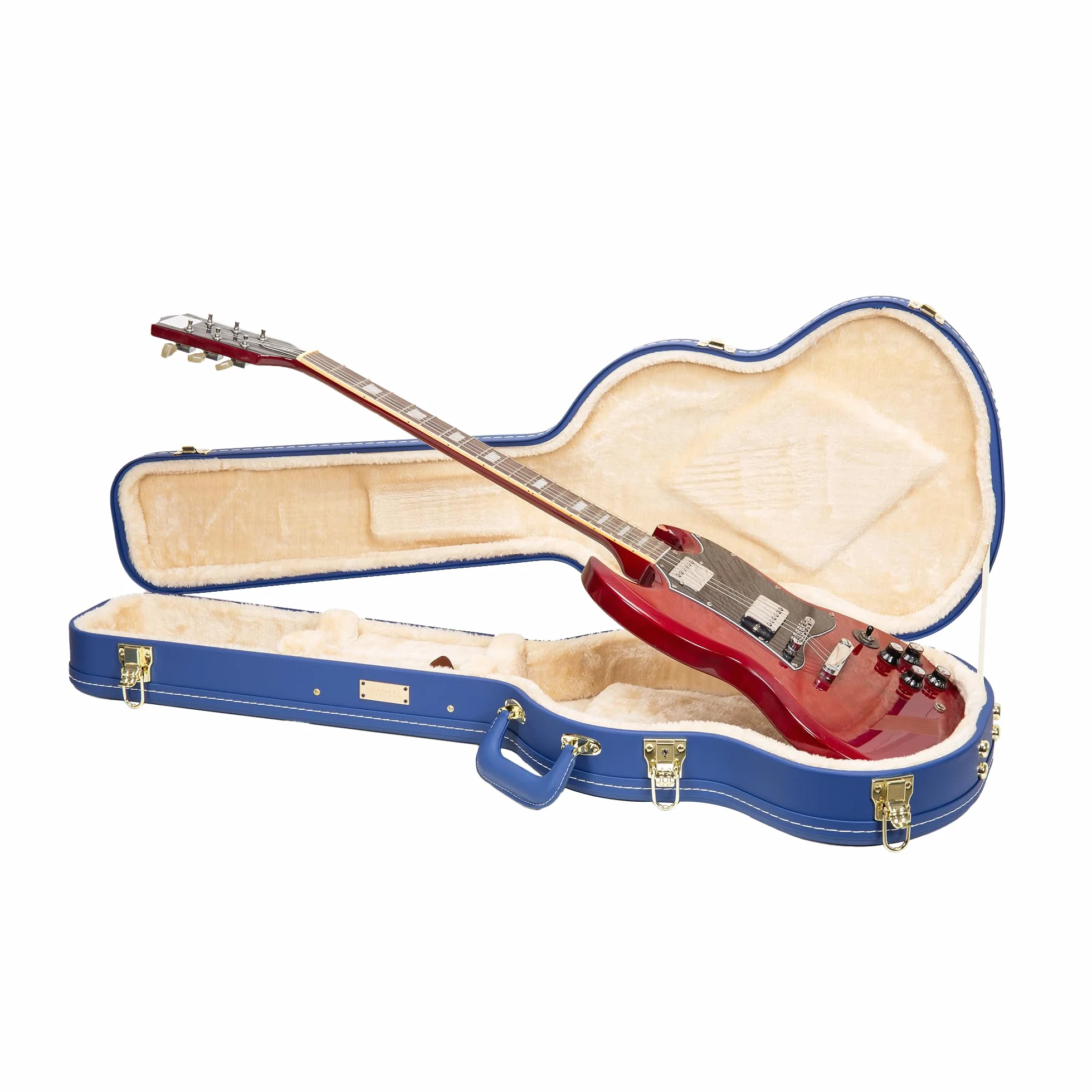 Crossrock Designer Series CRW520SGVB - Maletín de Madera para Guitarras eléctricas Gibson SG (Cerradura de Seguridad, Patas metálicas), Color Azul, Azul Luminoso, SG, S
