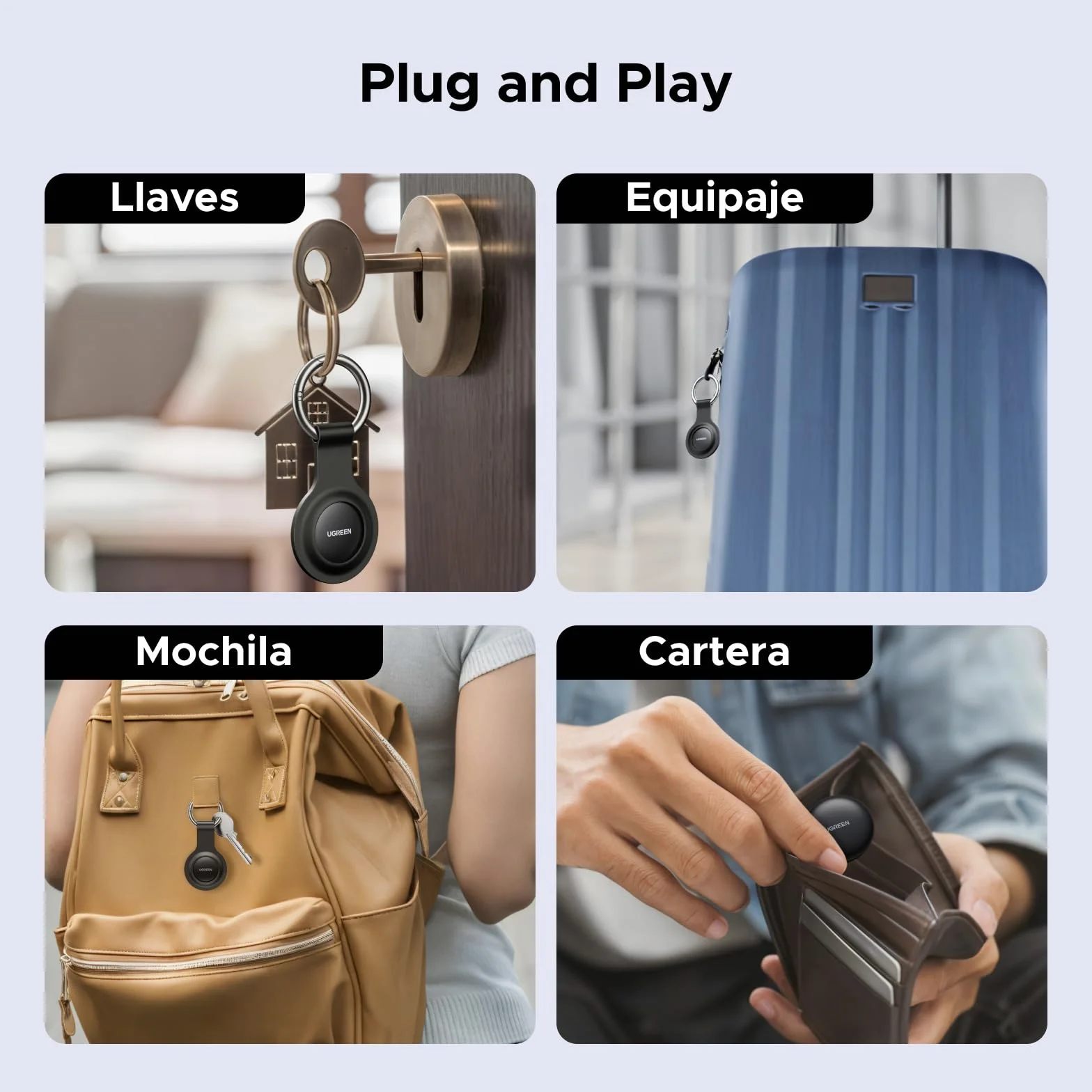 UGREEN FineTrack Mini Tag Localizador Bluetooth SmartTag Tracker 2 Piezas Compatible con Find My iOS Batería 18 Meses