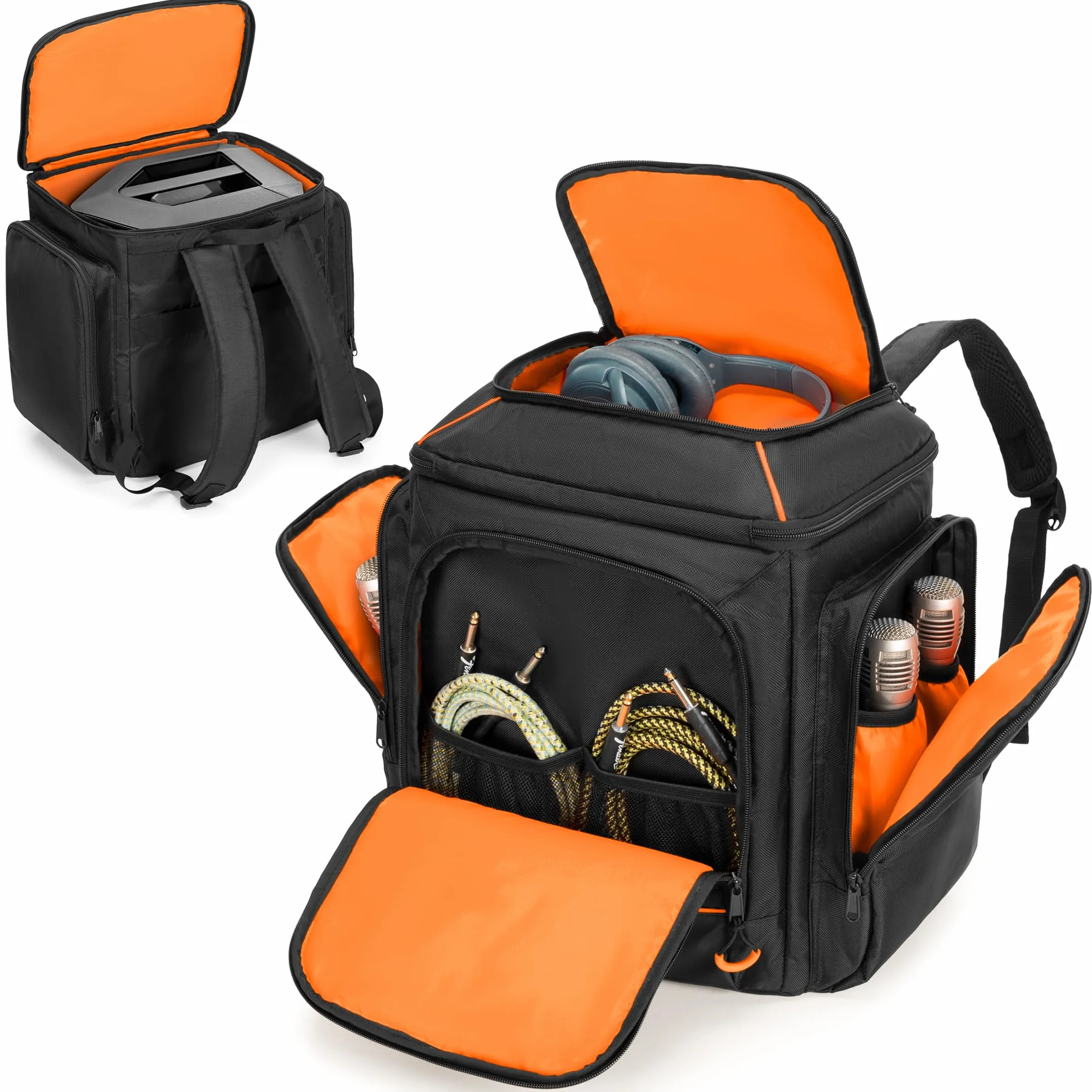 CURMIO Estuche de Transporte Compatible con Bose S1 Pro/S1 Pro+, Mochila para Altavoz Bluetooth Portátil, Bolso de Viaje para Sistema PA, Micrófono, Cargador, Cable, Negro