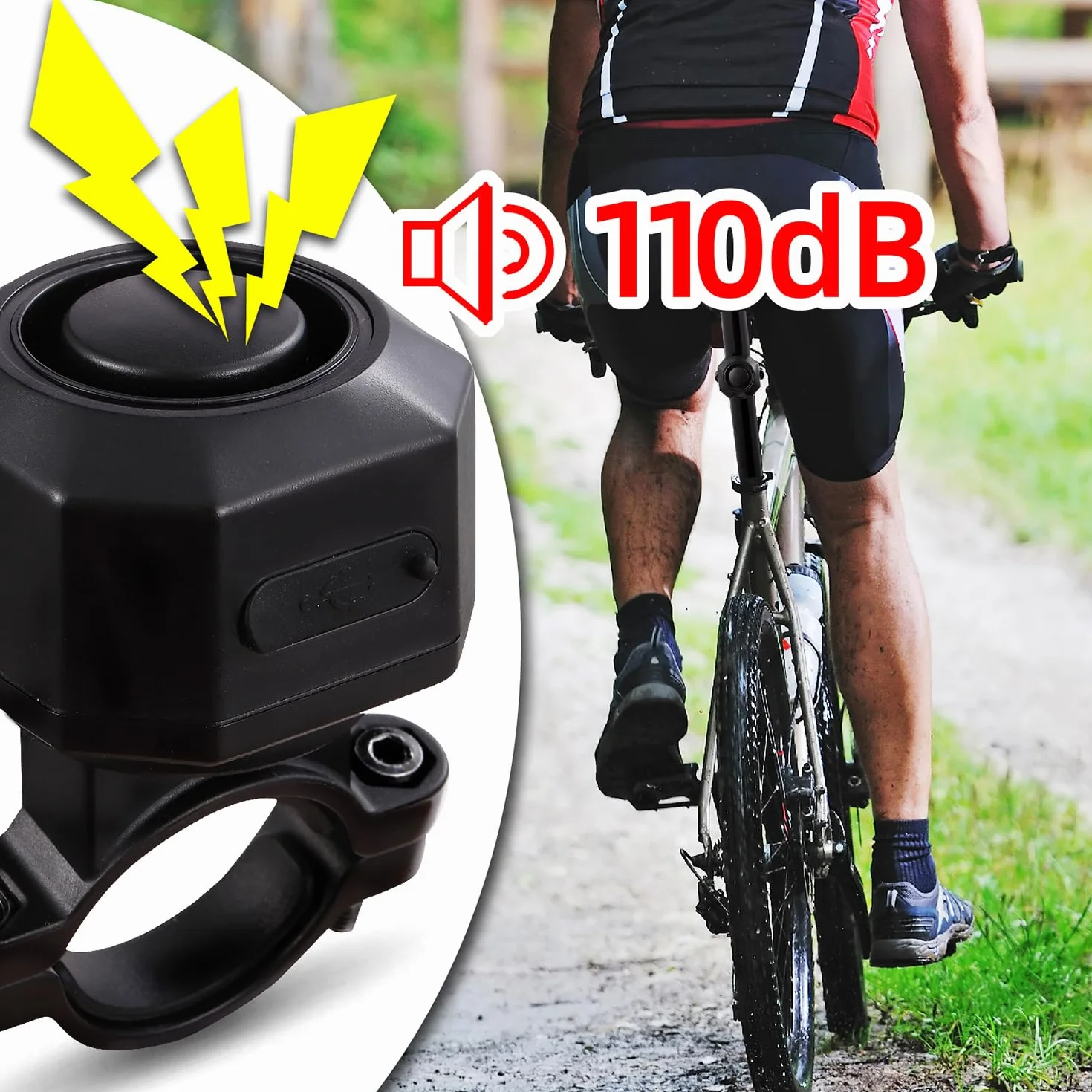 Mengshen Alarma de Bicicleta Recargable con 2 de Actualización de Control Remoto 110dB Loud Impermeable Antirrobo Vibración Alarma para Ebike Motocicleta Scooter Coche Incluye Cable Carga