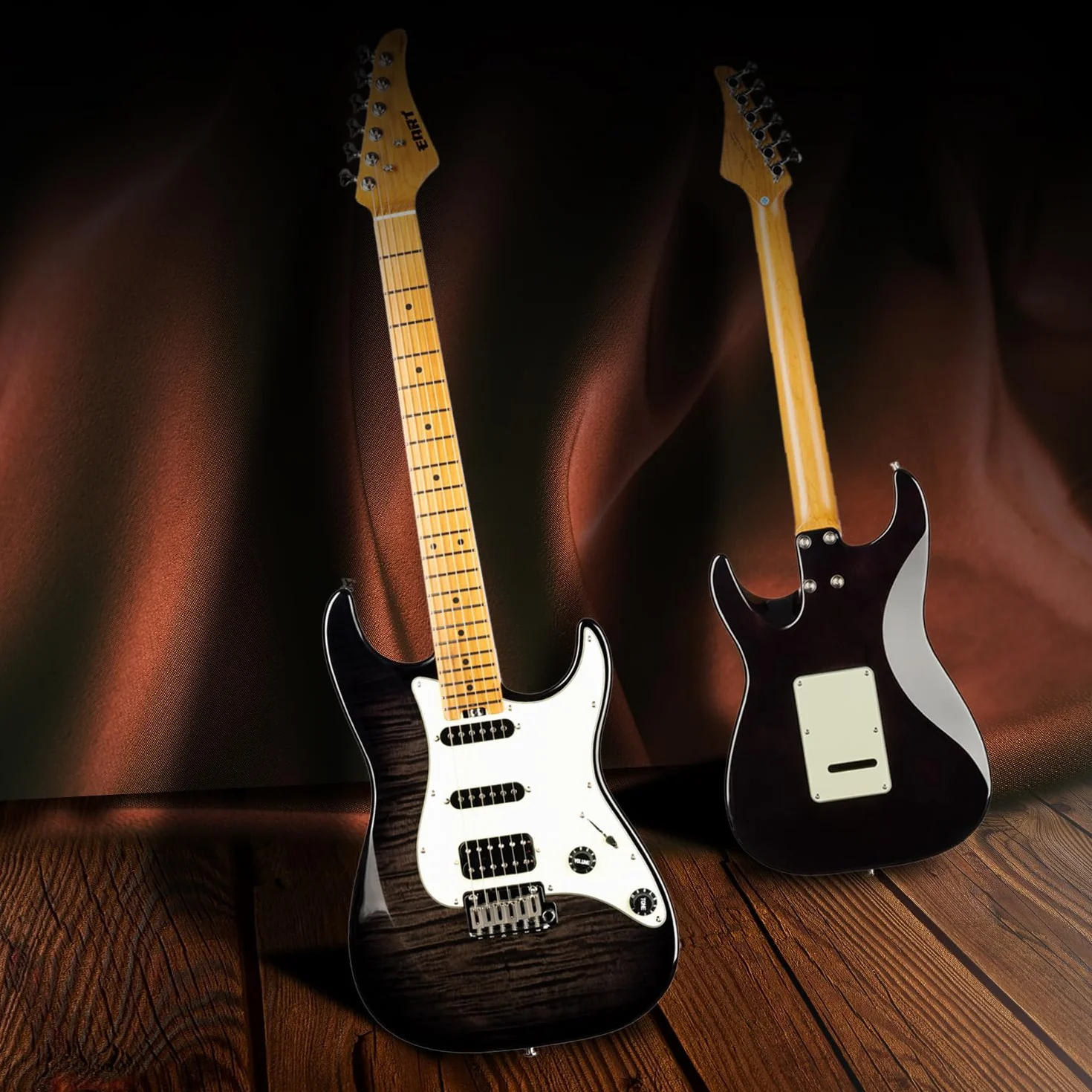 EART Guitarra Eléctrica con Diapasón de Arce de 6 Cuerdas, Cuerpo Sólido, Diestros, Trastes de Acero Inoxidable, Multicolor