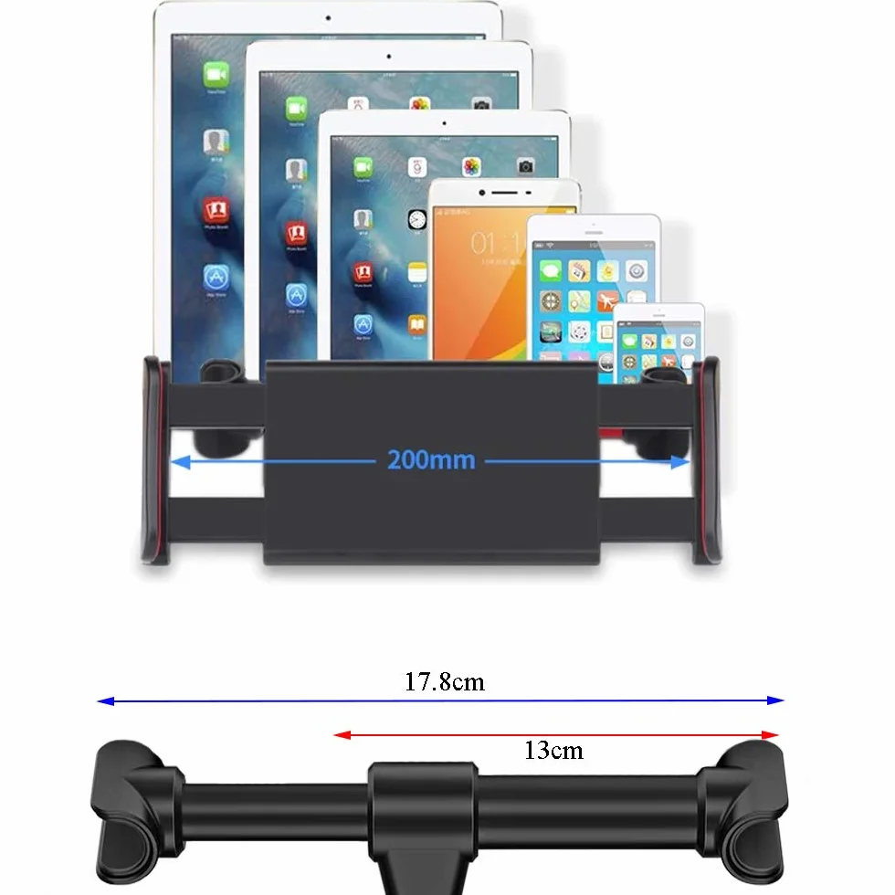 Soporte Tablet Coche Soporte para Reposacabezas Sporte del Asiento Trasero Soporte Base Ajustable 360° Antideslizante para 4"-11" Pulgada Tablets Smartphones Ipads E-Reader【Negro】