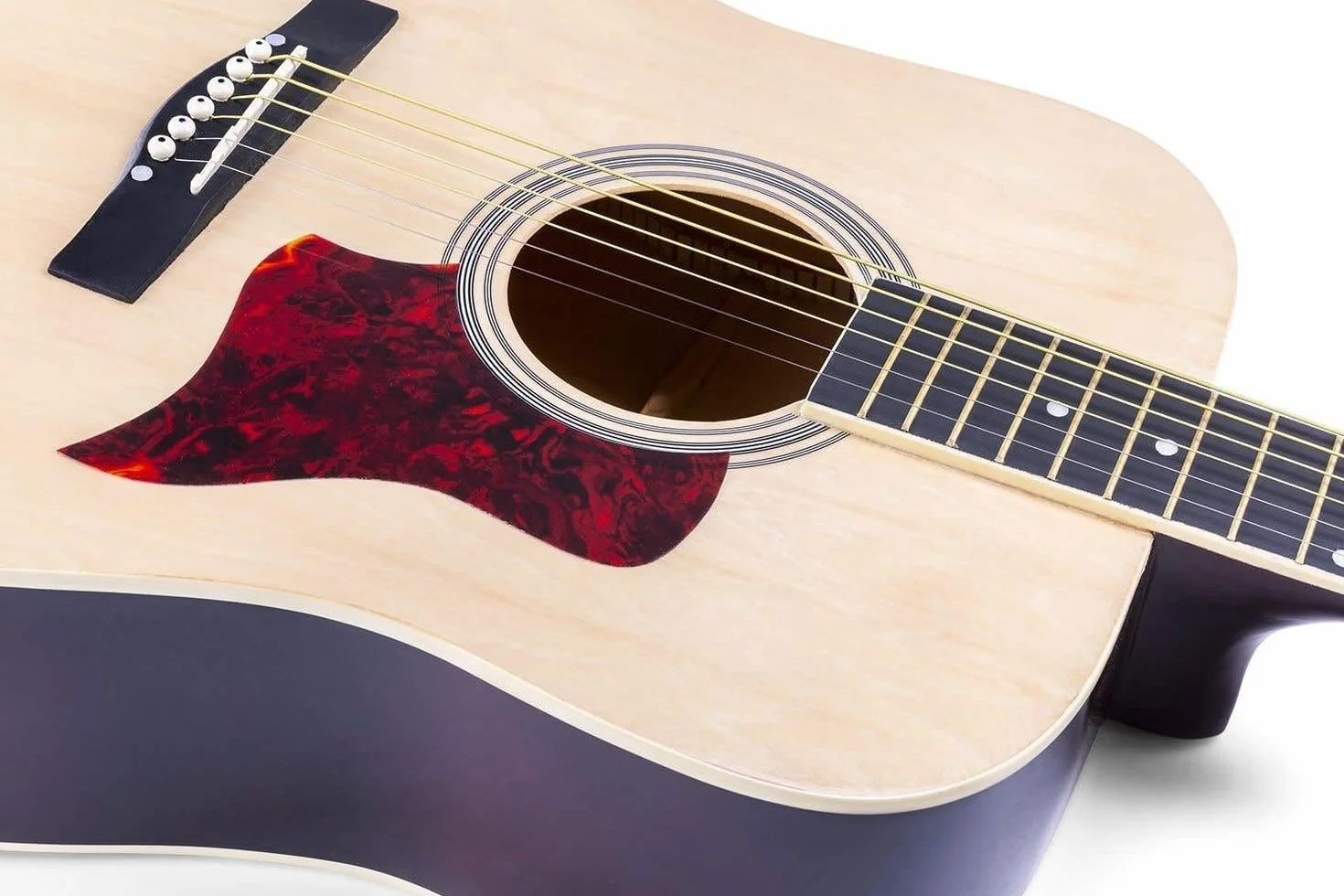 MAX SoloJam Guitarra Acústica Madera Natural – Set Completo para Principiantes con Soporte, Afinador, Bolsa, Cuerdas, Correa y Púas – Ideal para Niños desde 8 Años y Adultos