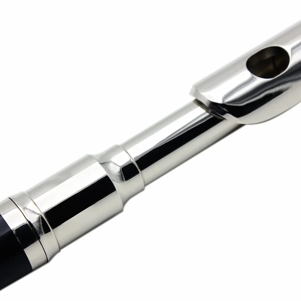 Piccolo de 16 agujeros con llave en C, tamaño medio, piccolo chapado en cuproníquel plateado, con estuche, baqueta y destornillador
