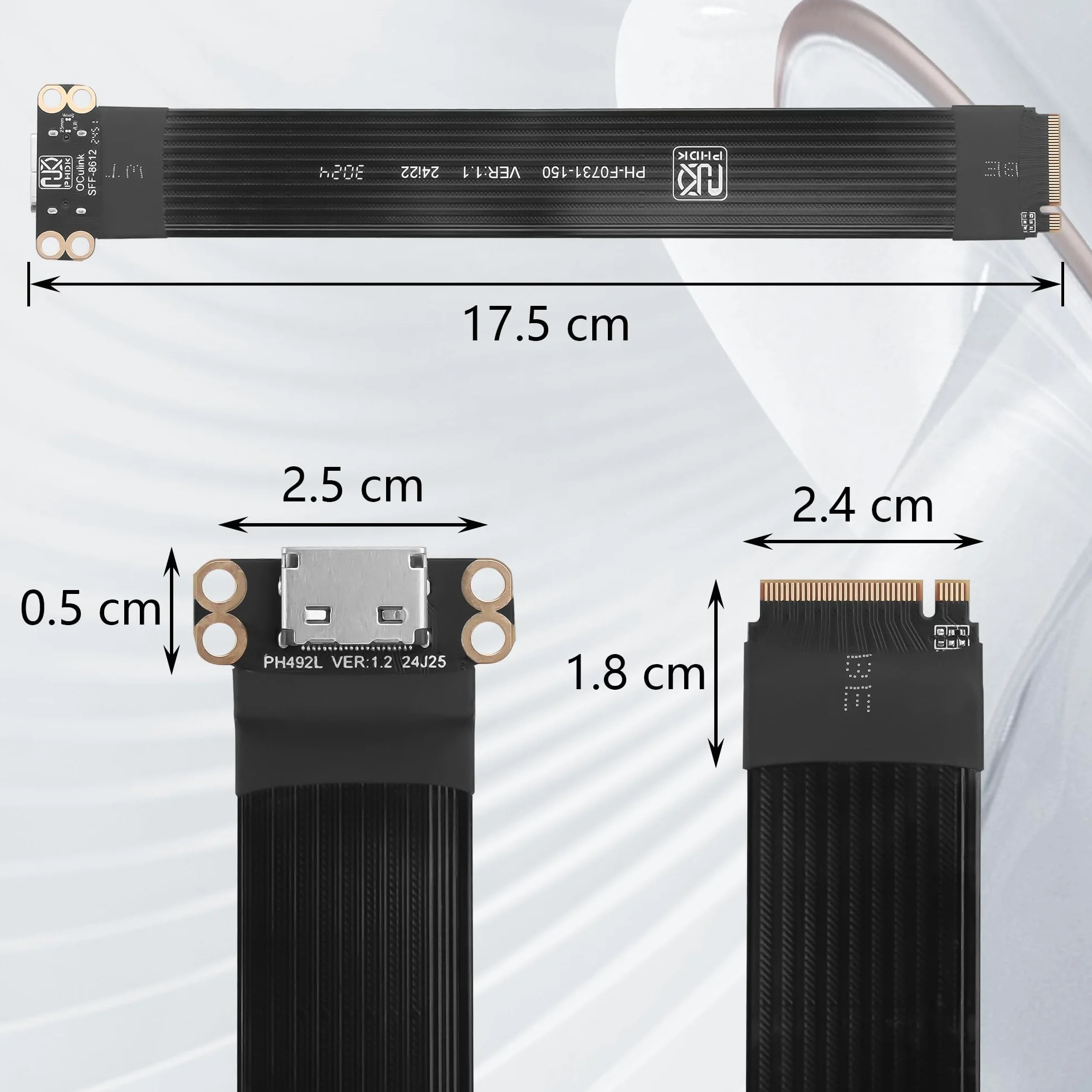 GINTOOYUN Cable adaptador PCI-E4.0 M.2 NVME a Oculink SFF-8611/8612 M.2 M-Key 2280 NGFF a Oculink SFF-8611 SFF-8612 cable host hembra para portátiles, eGPU, etc. (17,5 cm)
