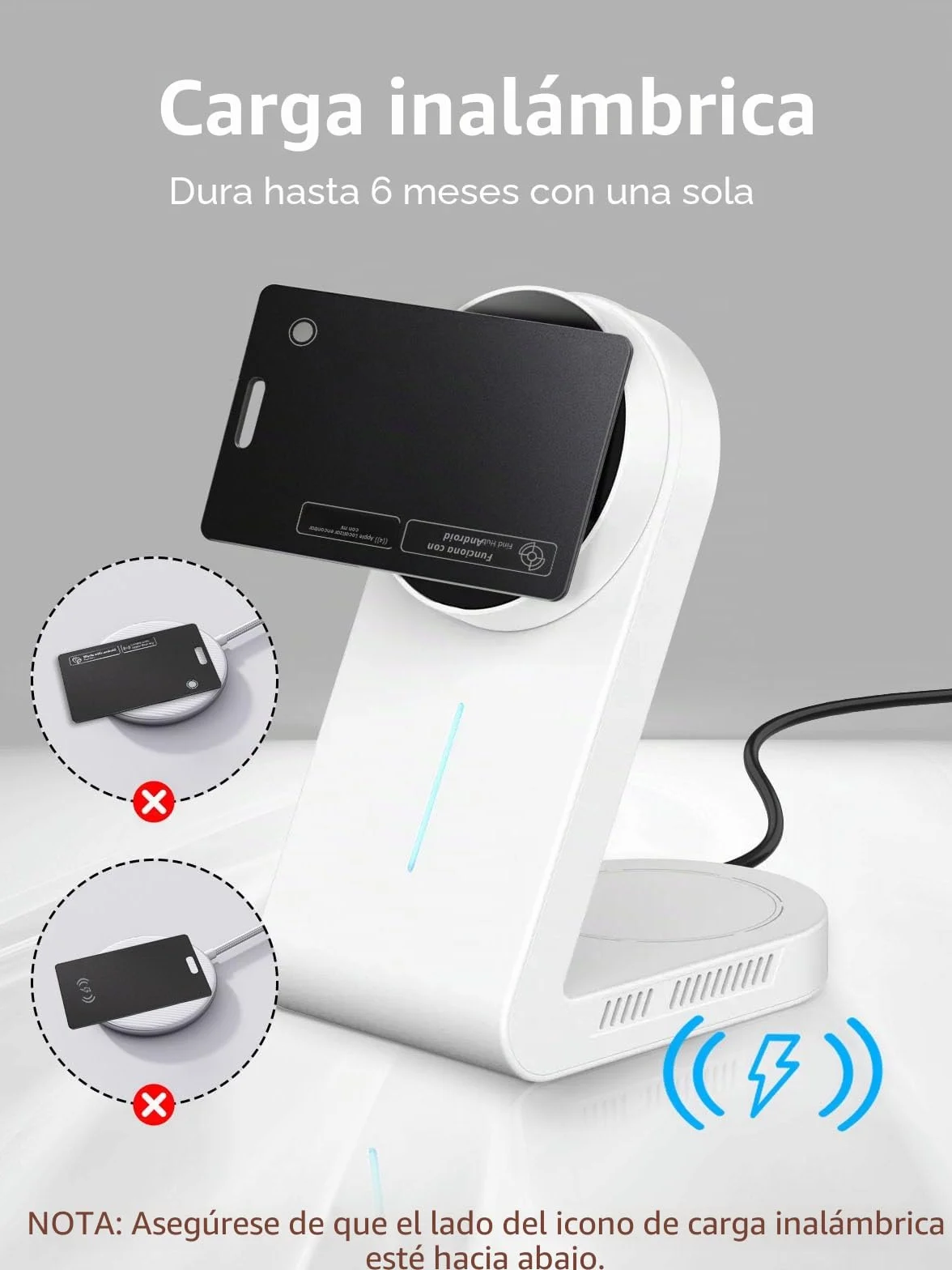 Tarjeta Rastreador para Apple y Android, Recargable Tarjeta de Localizador de Billetera Trabajar con Apple Find My y Google Find Hub, para rastrear Carteras, Equipaje (for iOS & Android, 1 Pack)
