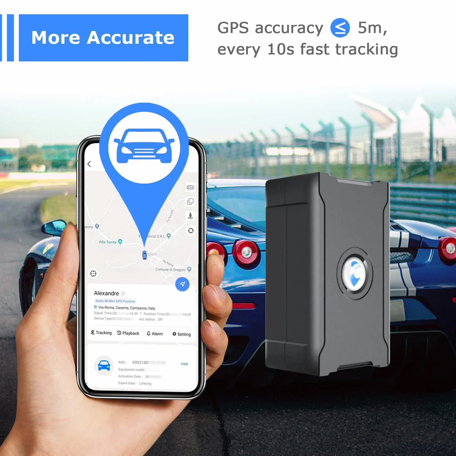 wanwaytech Localizador GPS Tracker para coche, moto y perros, 90 días de espera 6000 mAh, alarma antirrobo, seguimiento global en tiempo real – Tarjeta SIM gratuita, aplicación incluida, rastreador
