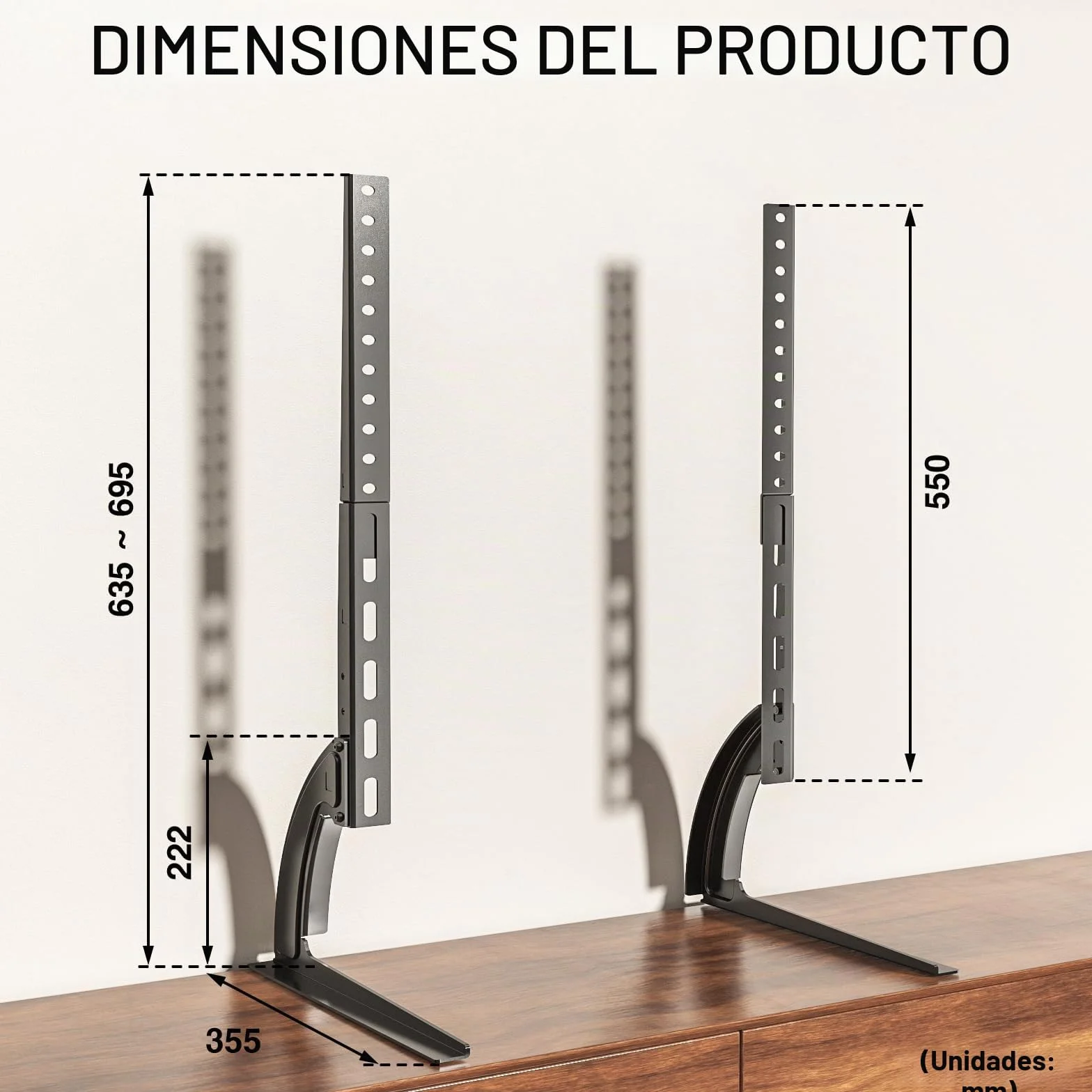 RFIVER Soporte Universal para TV de 20 a 65 Pulgadas - Patas/Pedestal de Sustitución para LCD, LED, OLED, Plasma (Pantallas Planas y Curvas) - Soporta 40 kg, VESA 800x500 mm