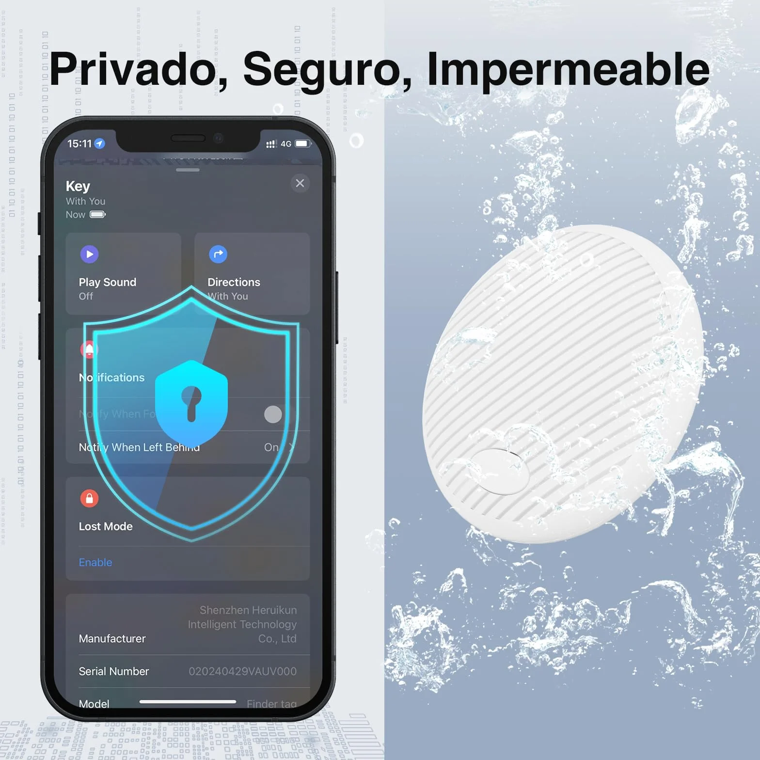 Localizador Bluetooth Blanco - 2 Pack Tracker Tag Funciona con Apple Buscar (Sólo iOS 14.5+), Encuentra Teléfono y Llaves, Rastreador GPS Impermeable para Carteras y Maletas, Batería Reemplazable