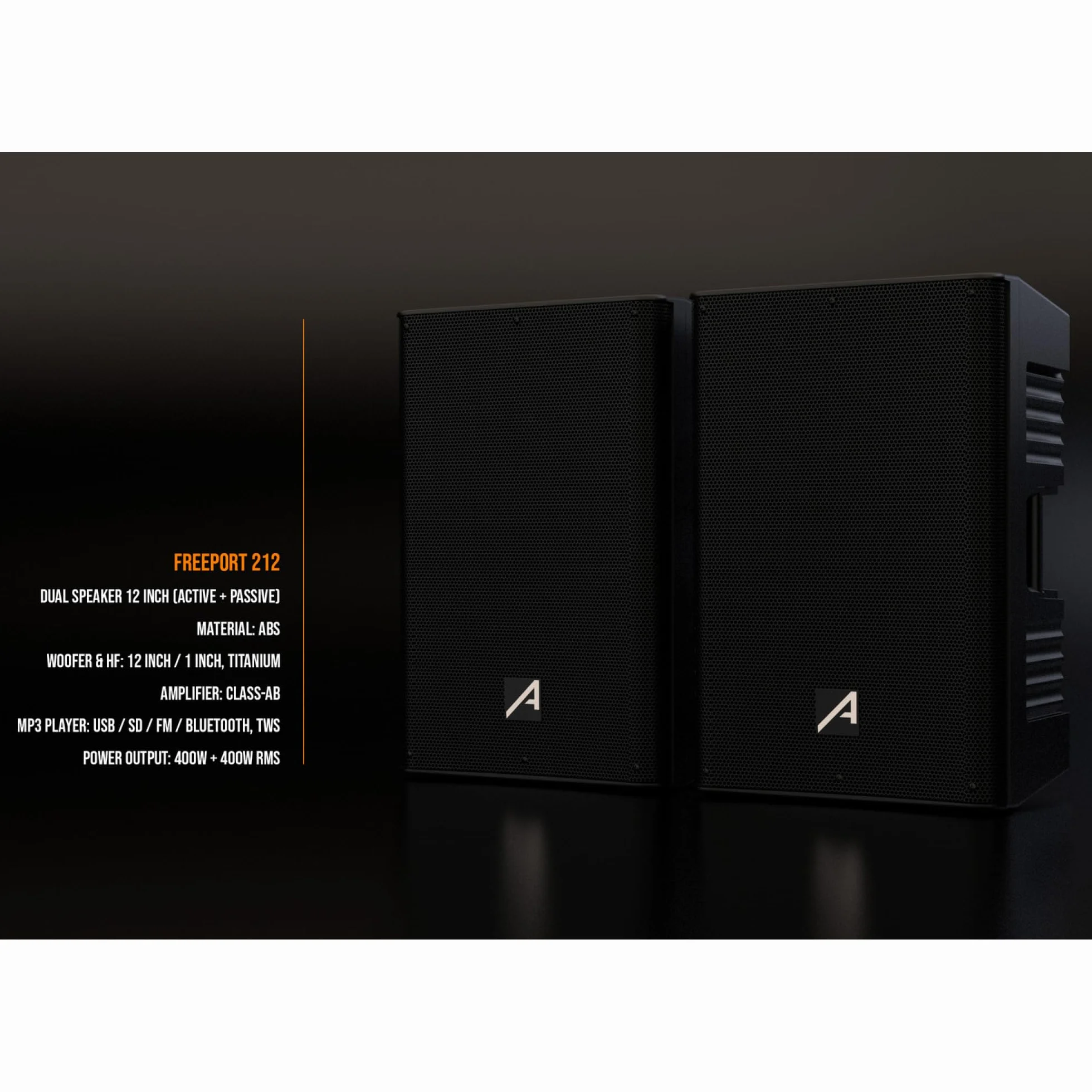 Audibax Freeport 212 Set 2 Altavoces 12 Bluetooth 400w + 400w