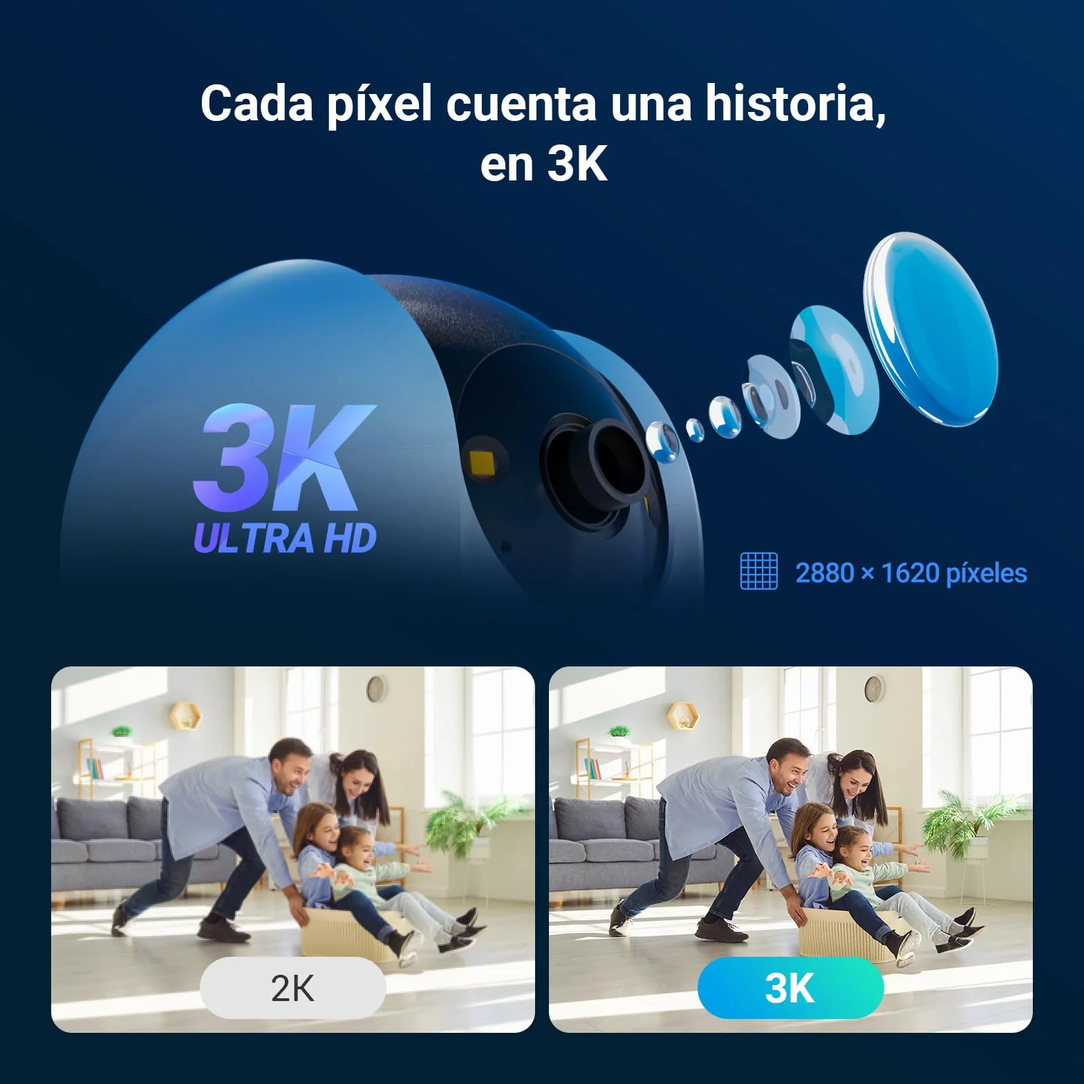 EZVIZ C6N G1 3K Cámara Vigilancia WiFi Interior 360°, Cámara IP Detección de Personas, Visión Nocturna en Color, Audio Bidireccional, Seguimiento con Zoom, Control Remoto, para bebé/Anciano/Negocio