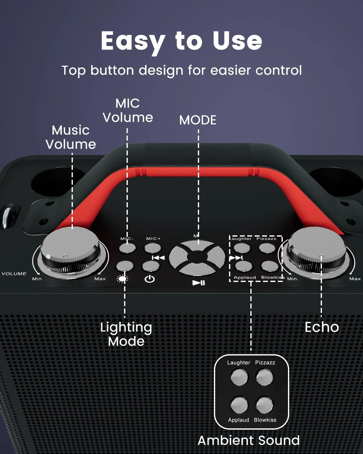 Karaoke Profesional Inalámbricos, ALPOWL Sistema de Altavoces pa Portátil con Microfono para Adultos y niños, Máquina con DJ y Luces para al Aire Libre/Interior